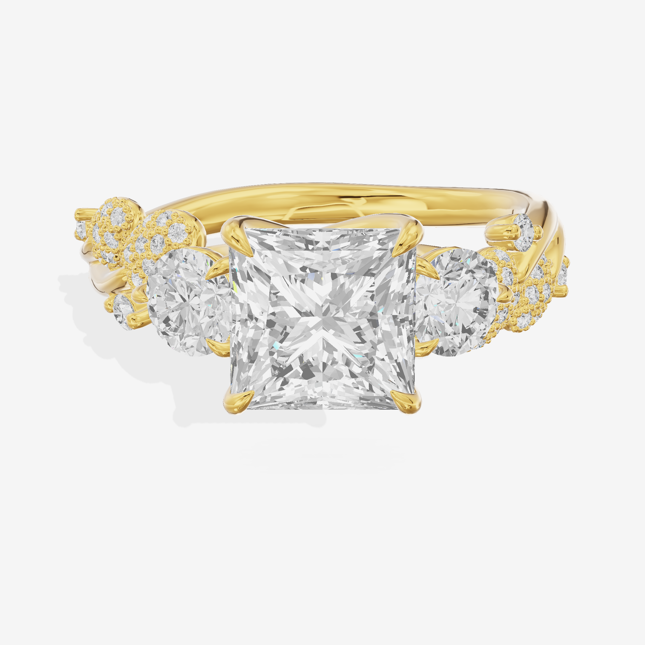 Classic Coeurine Three Stone Princess Engagement Ring (3/5 ct. tw.) in 18K Yellow Gold