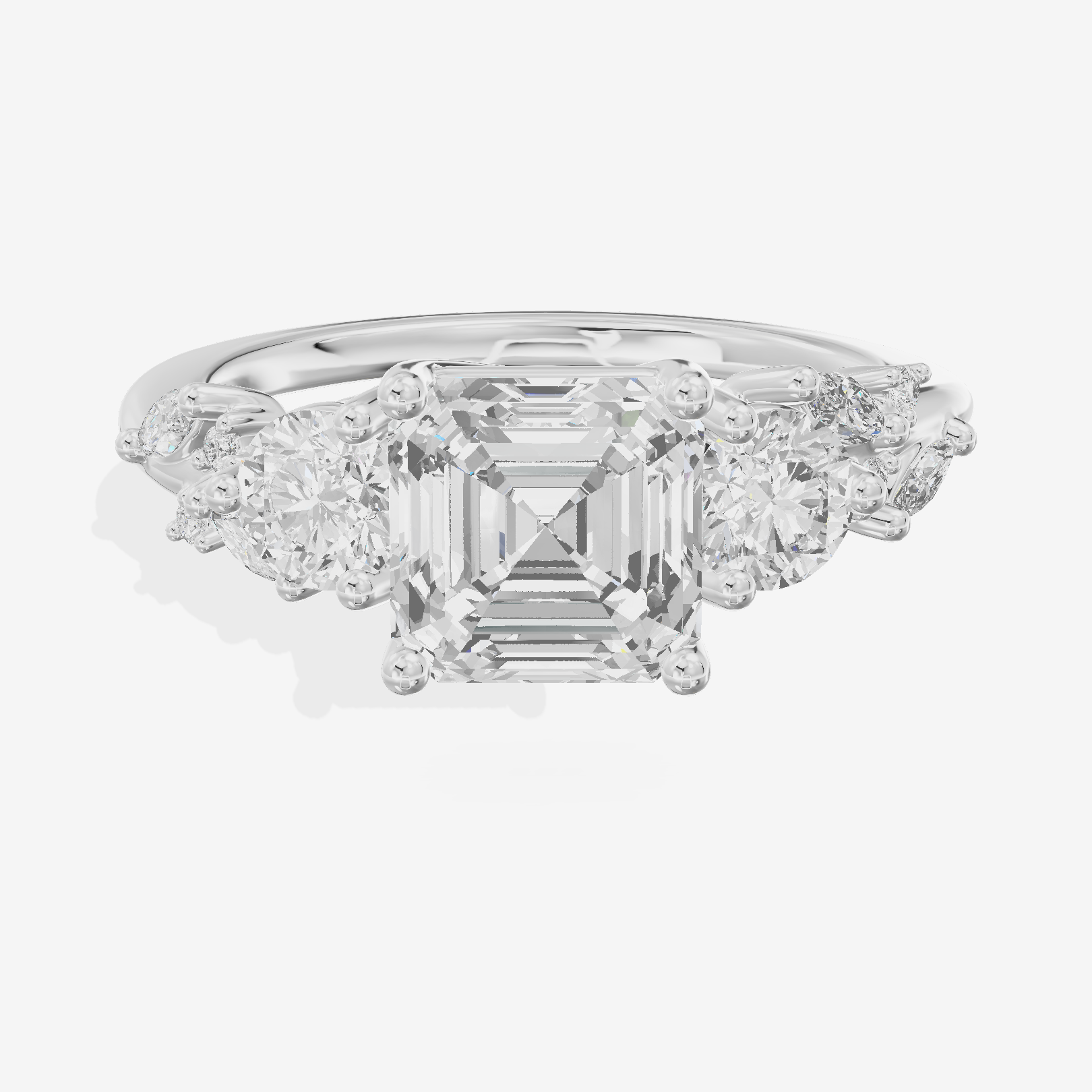 Grand Sincere Three Stone Asscher Engagement Ring (1/3 ct. tw.) in Platinum