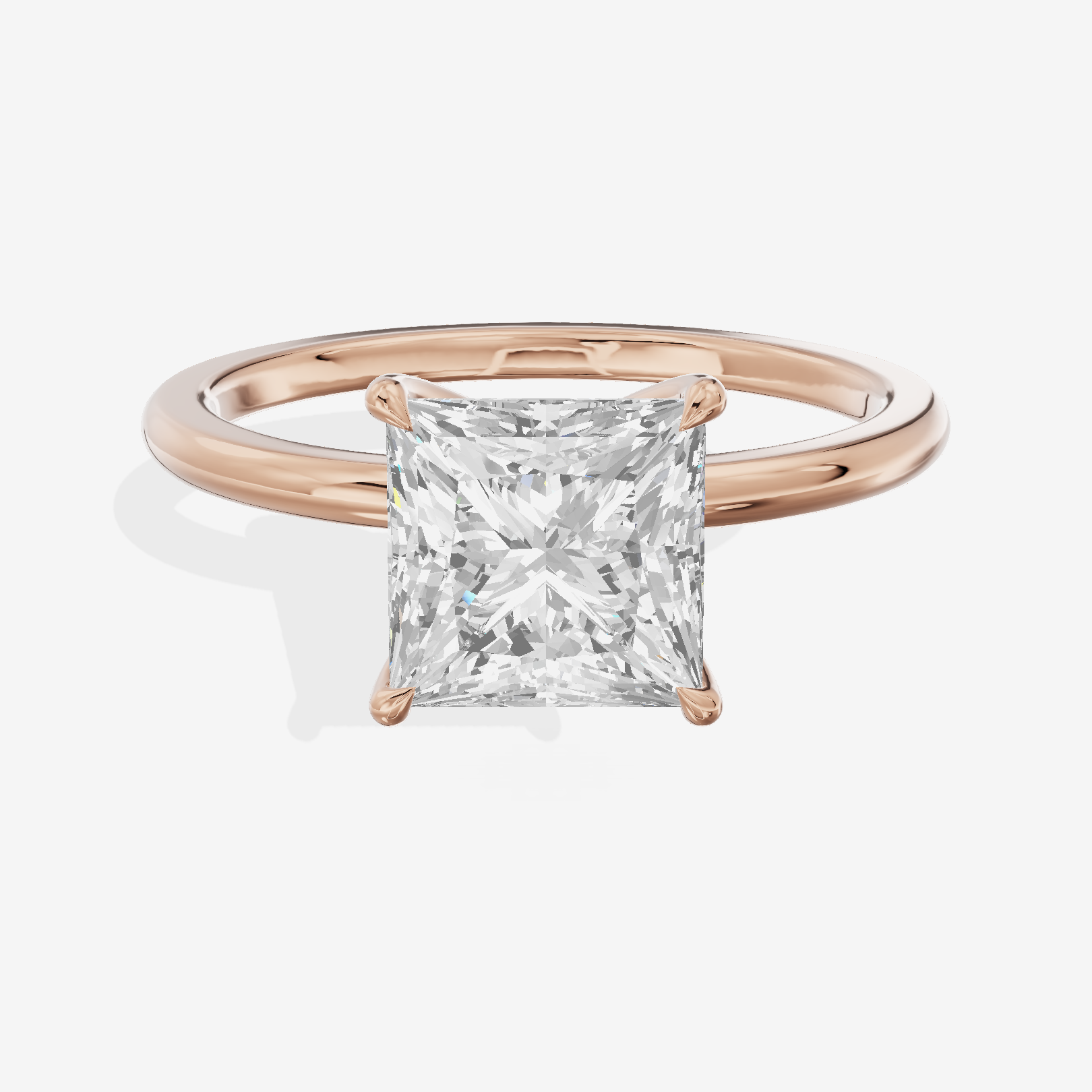 Lustrous Repose 1.5mm Princess Comfort Fit Engagement Ring in 14K Rose Gold