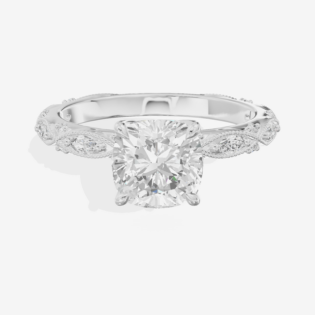 Vintage Whisper Cushion Engagement Ring (1/4 ct. tw.) in 18K White Gold