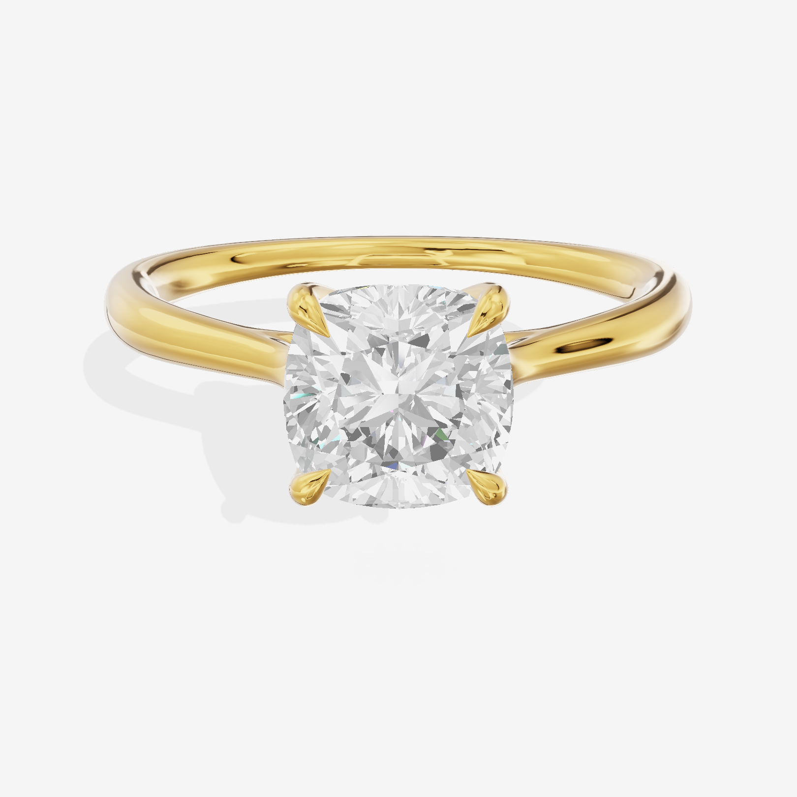 Mayrelle 2mm Cushion Solitaire Engagement Ring in 14K Yellow Gold