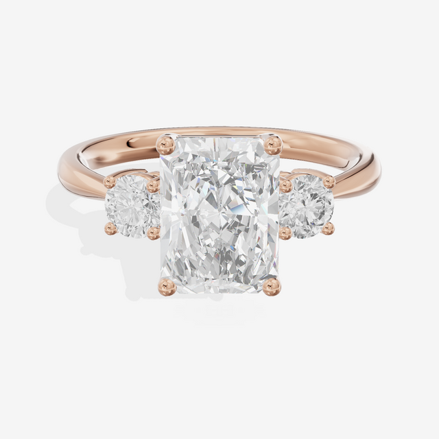 Grand Sincere Three Stone Radiant Engagement Ring (1/3 ct. tw.) in 18K Rose Gold
