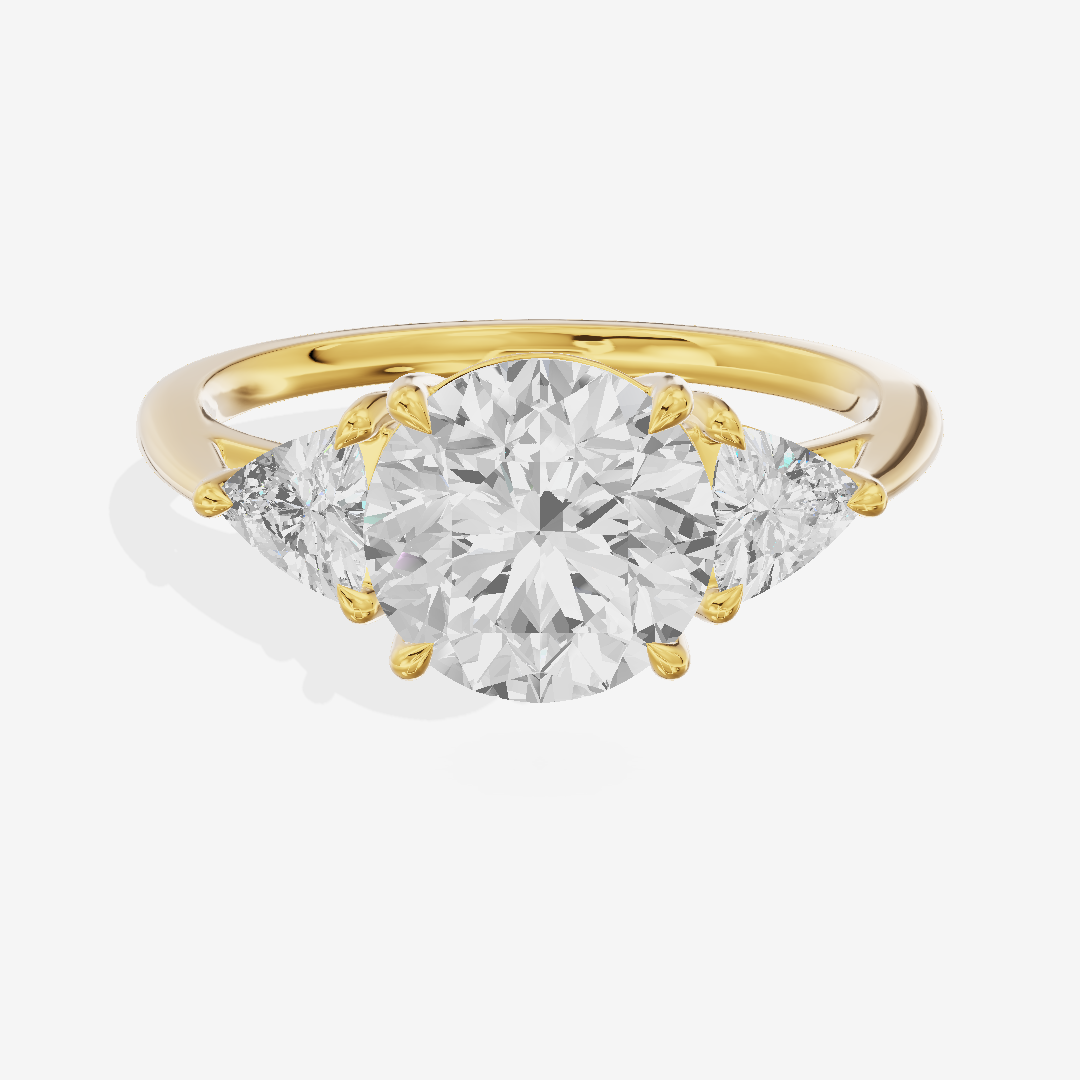 Luxe Coeurine Three Stone Round Engagement Ring (1/2 ct. tw.) in 18K Yellow Gold