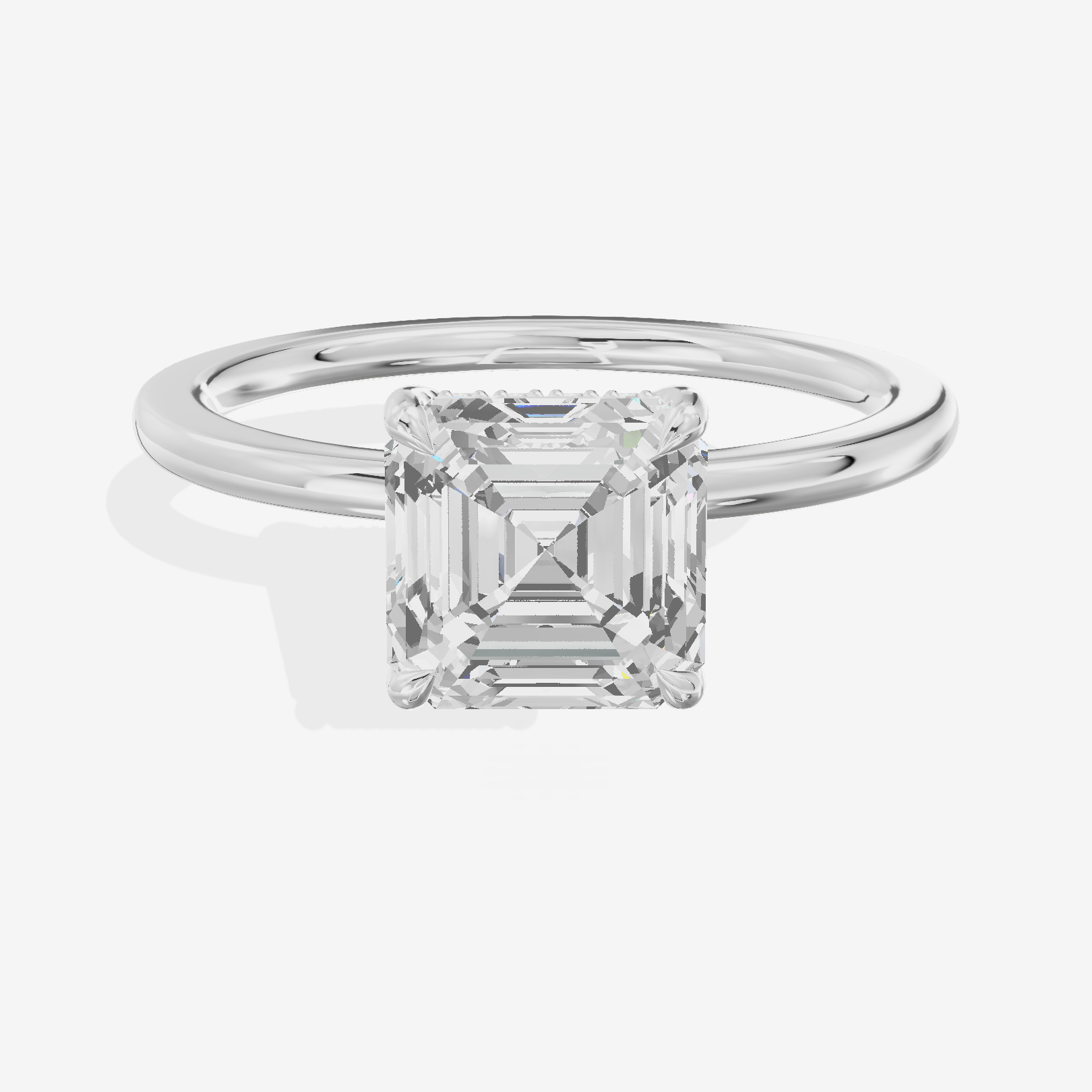 Coeurine Hidden Halo Asscher Engagement Ring (1/20 ct. tw.) in 18K White Gold