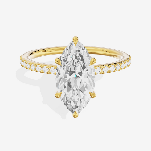 Tender Vowsae Marquise Engagement Ring with Side Stones (1/8 ct. tw.) in 14K Yellow Gold