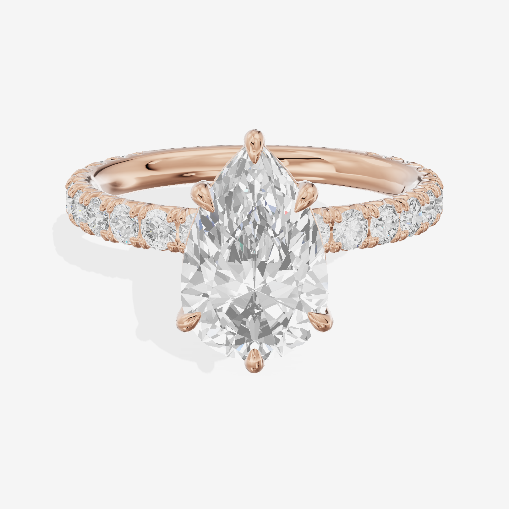 Twined Promezza Pear Engagement Ring with Side Stones (1/2 ct. tw.) in 14K Rose Gold