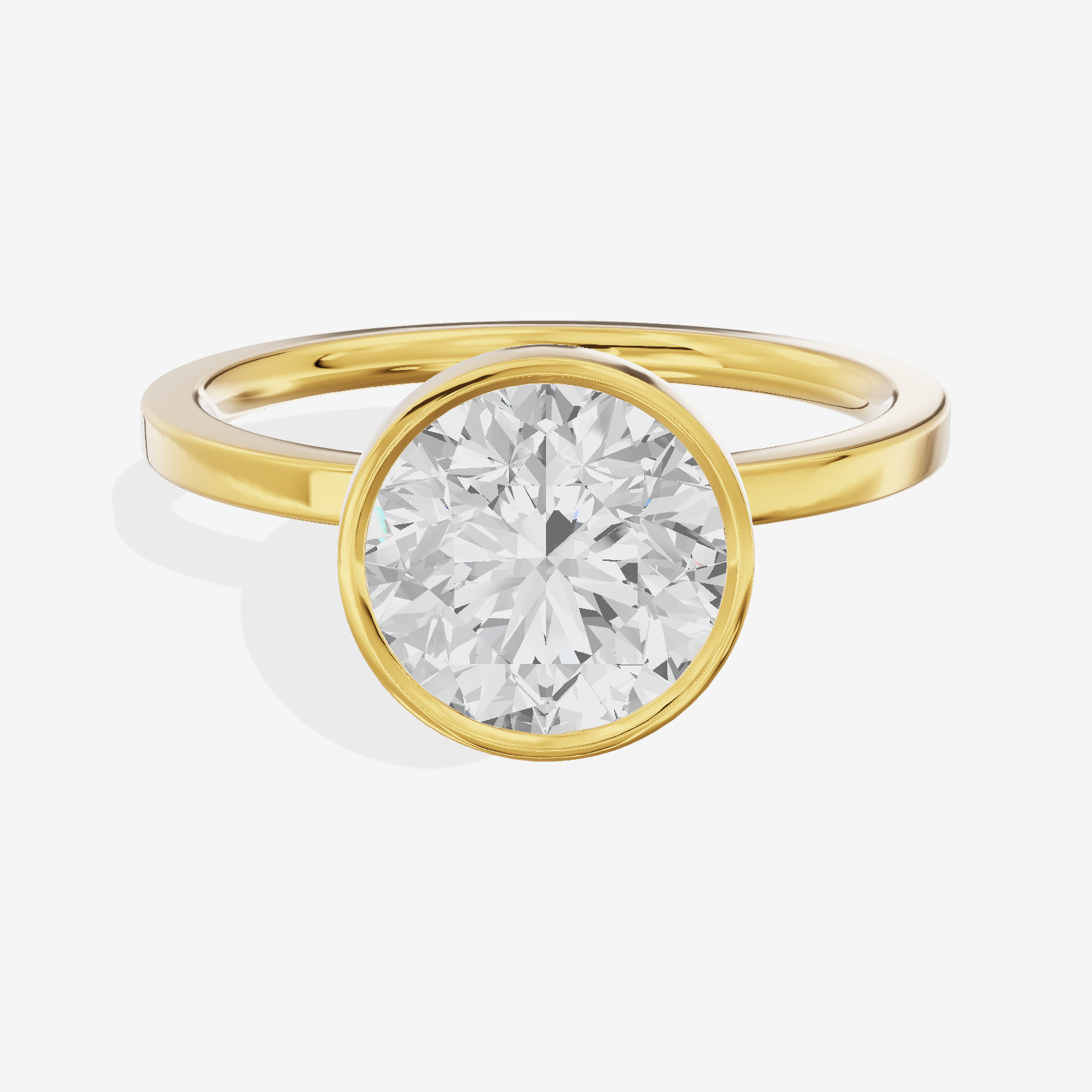 One of One Classic 1.5mm Round Bezel Engagement Ring in 18K Yellow Gold
