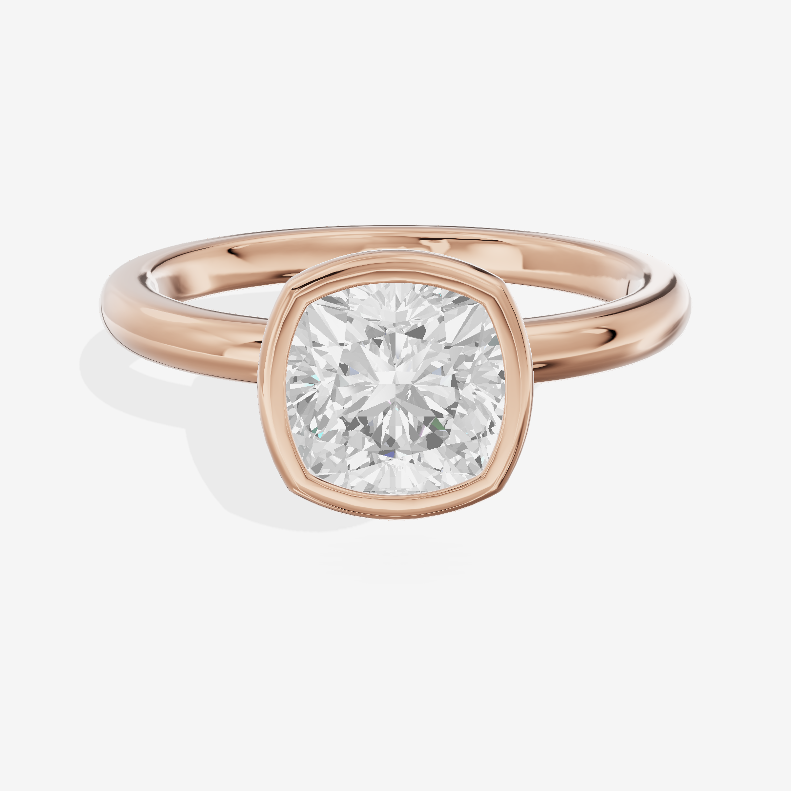 Tensare Bezel 2mm Cushion Solitaire Engagement Ring in 14K Rose Gold