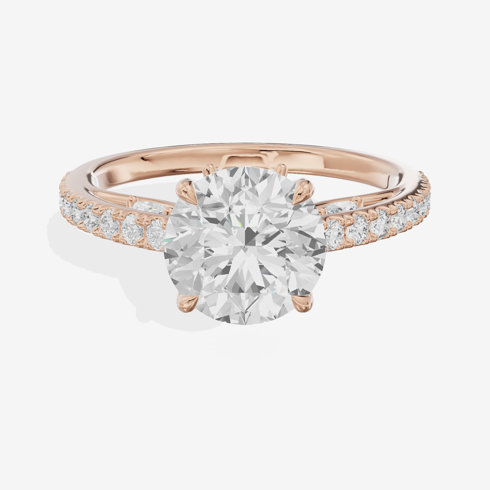 Twine Cathedral 1.8mm Round Solitaire Engagement Ring (1/2 ct. tw.) in 18K Rose Gold