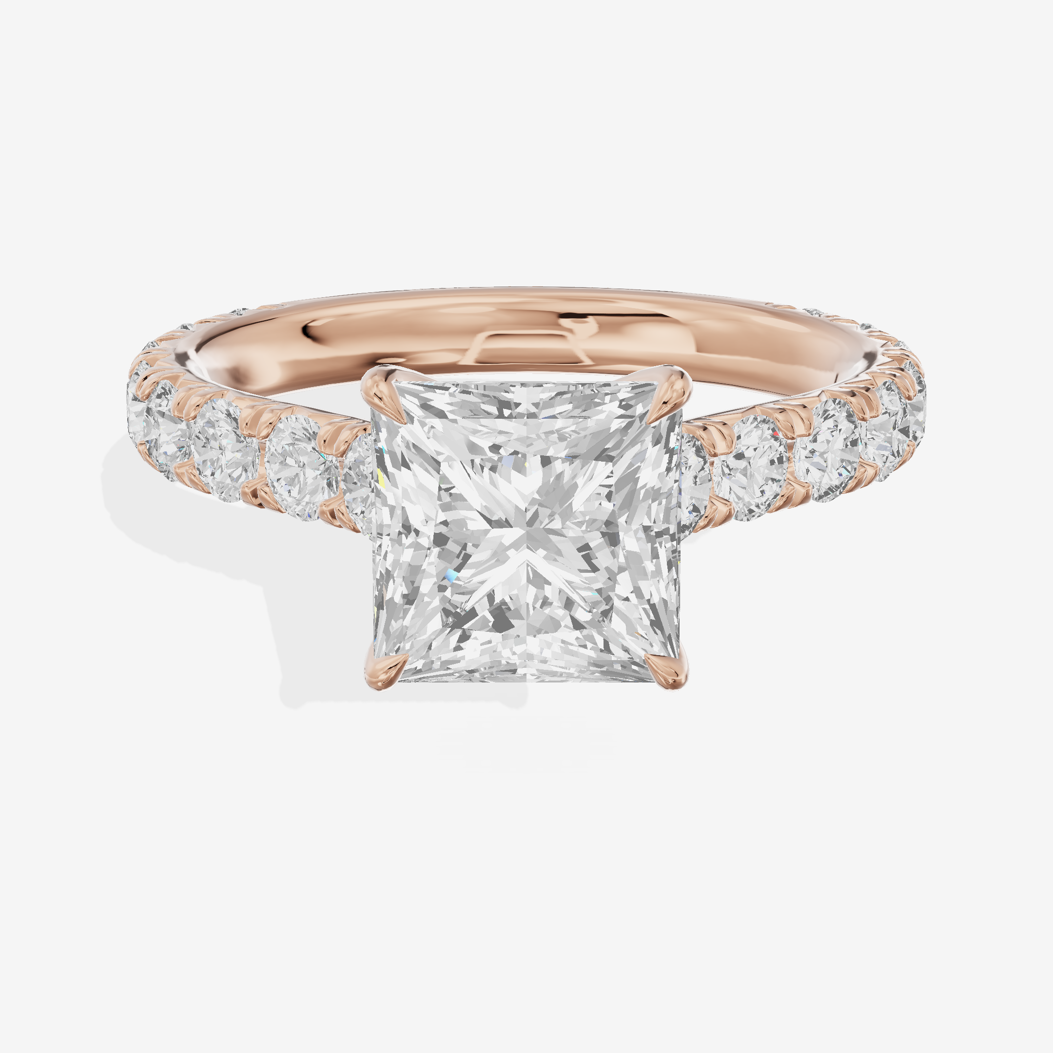 Twine Princess Engagement Ring with Side Stones (7/8 ct. tw.) in 14K Rose Gold