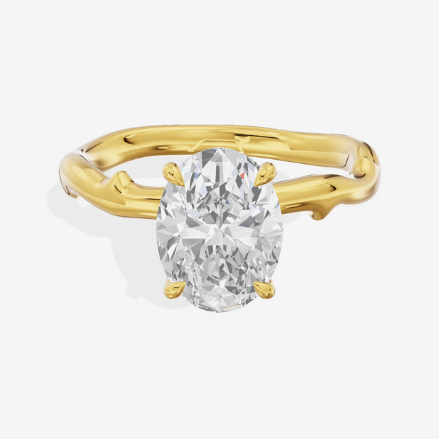 Vowsae Cathedral 2.2mm Oval Solitaire Engagement Ring in 14K Yellow Gold