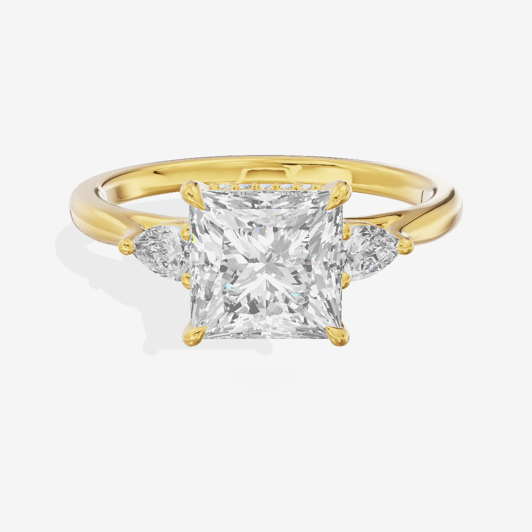 Aurea Three Stone Princess Engagement Ring (1/4 ct. tw.) in 14K Yellow Gold