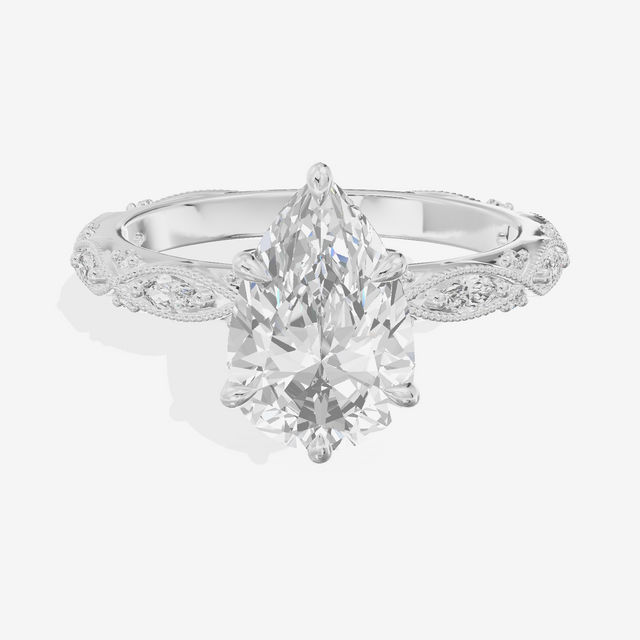 Vintage Whisper Pear Engagement Ring (1/4 ct. tw.) in Platinum