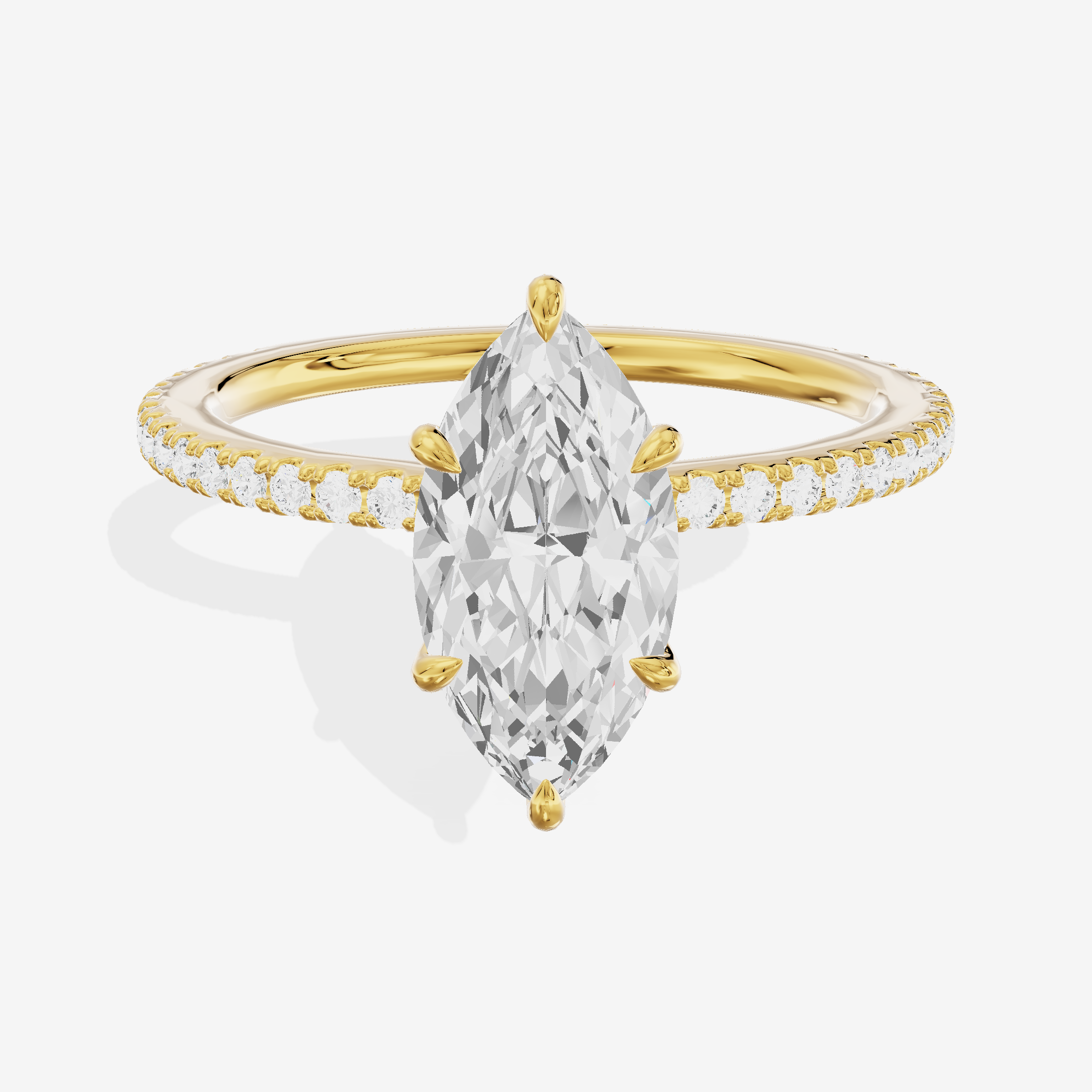 Petite Cherubine Marquise Engagement Ring with Side Stones (1/3 ct. tw.) in 14K Yellow Gold