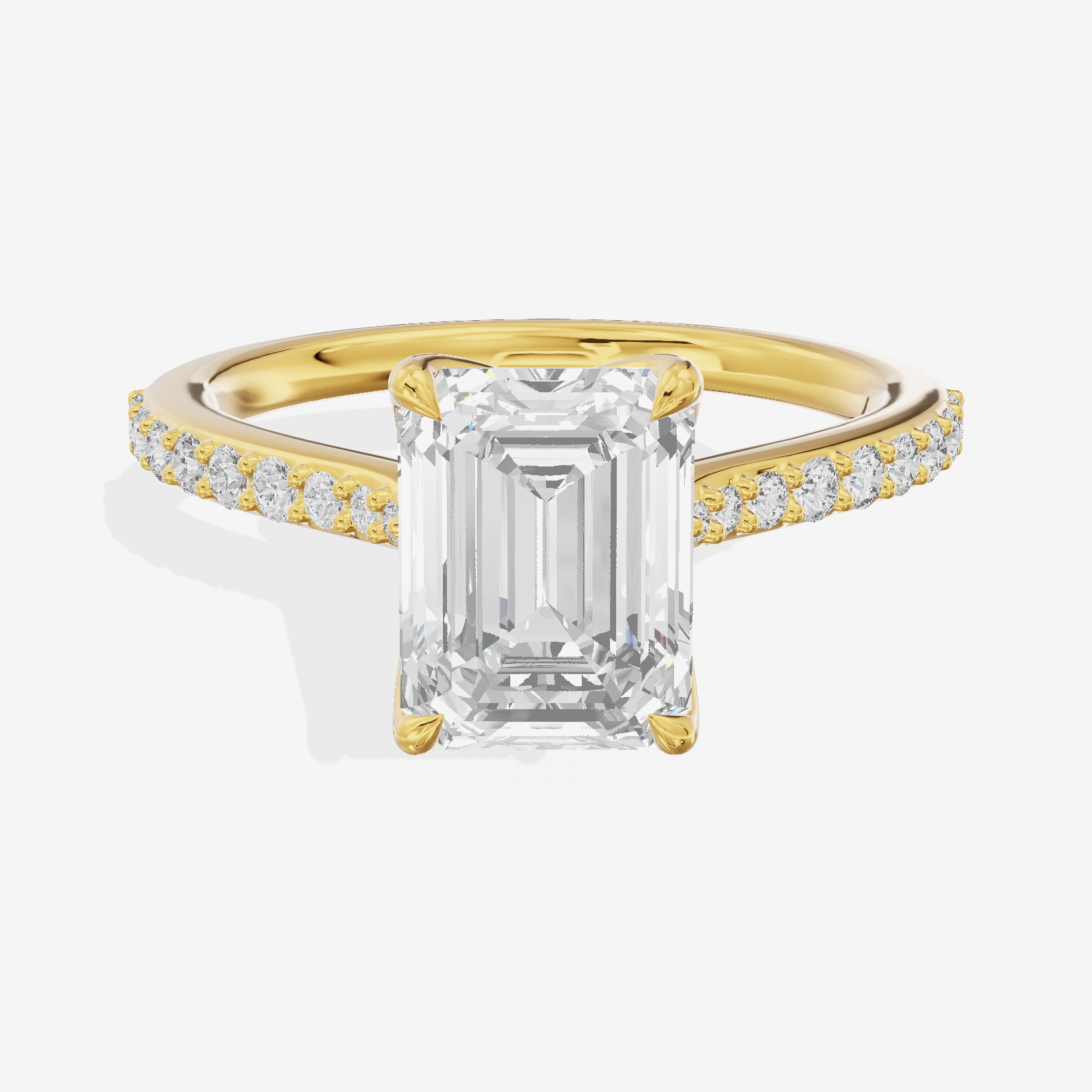 Modern Maia Emerald Engagement Ring with Side Stones (1/5 ct. tw.) in 18K Yellow Gold