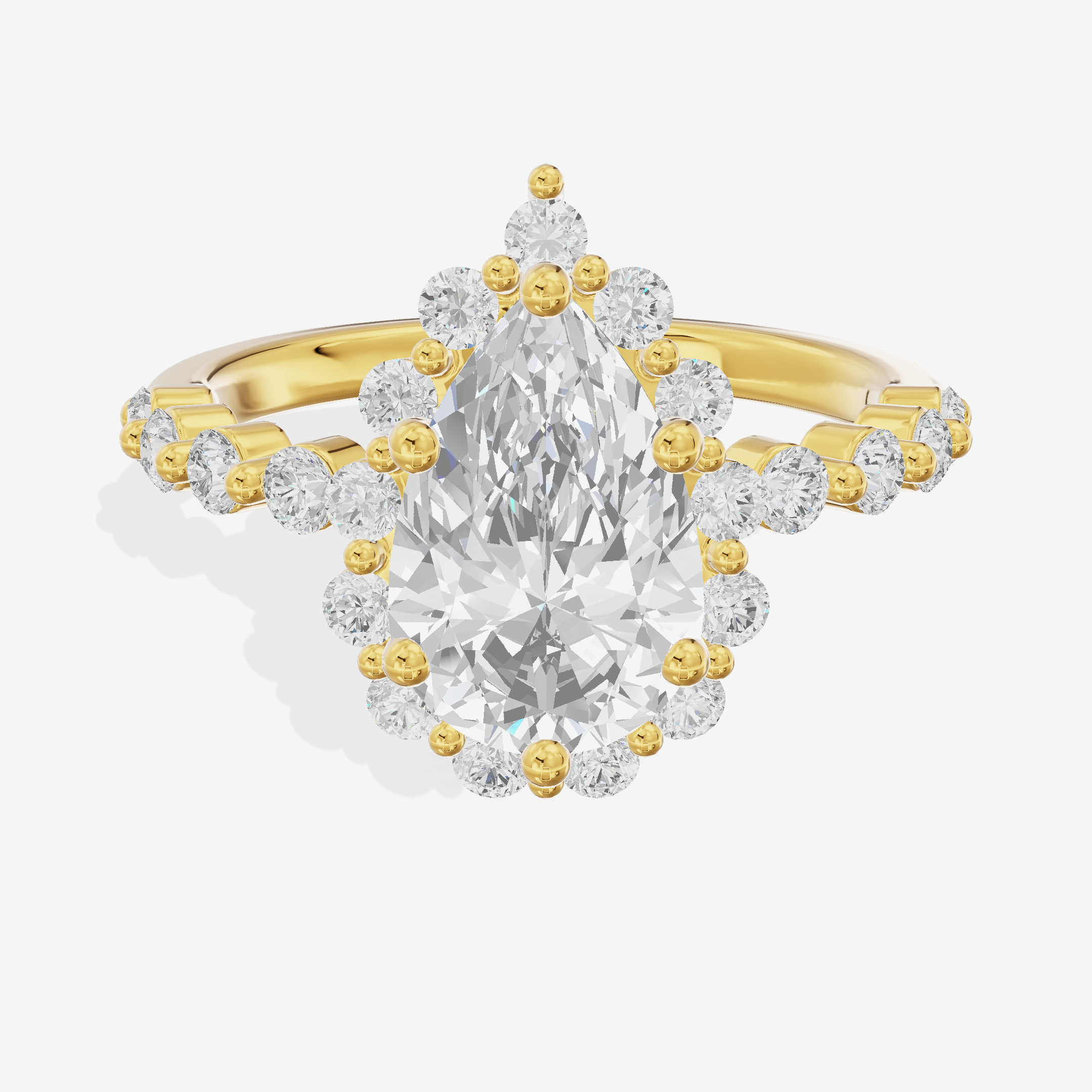 Vowsae Halo Pear Engagement Ring (1/5 ct. tw.) in 18K Yellow Gold