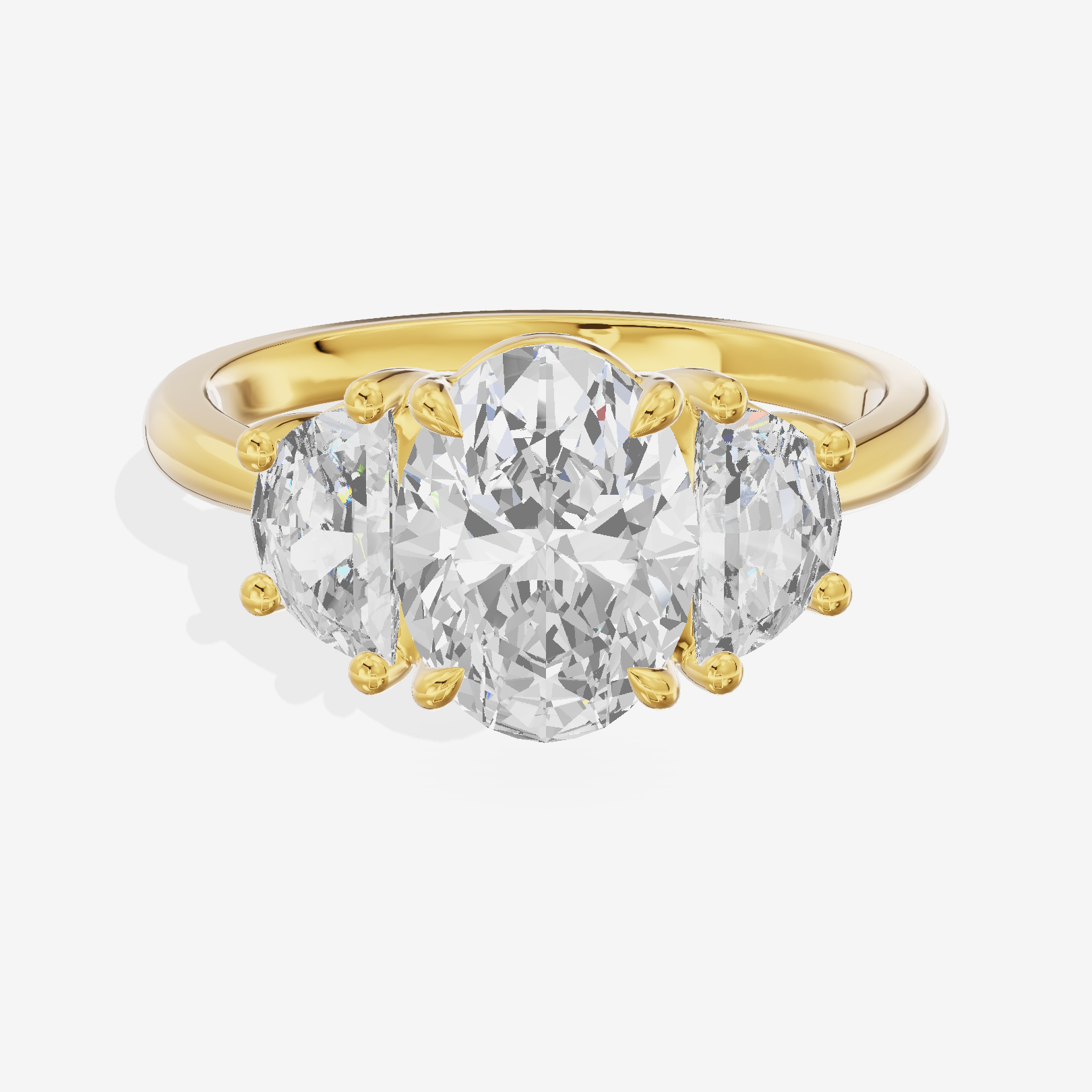 Classic Liviana Oval Three Stone Engagement Ring (1/4 ct. tw.) in 14K Yellow Gold