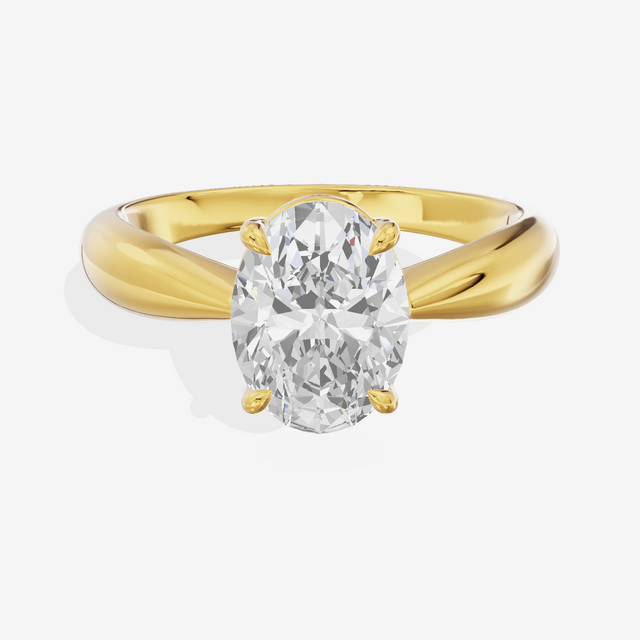 Aimora Trellis 2mm Oval Solitaire Engagement Ring in 14K Yellow Gold