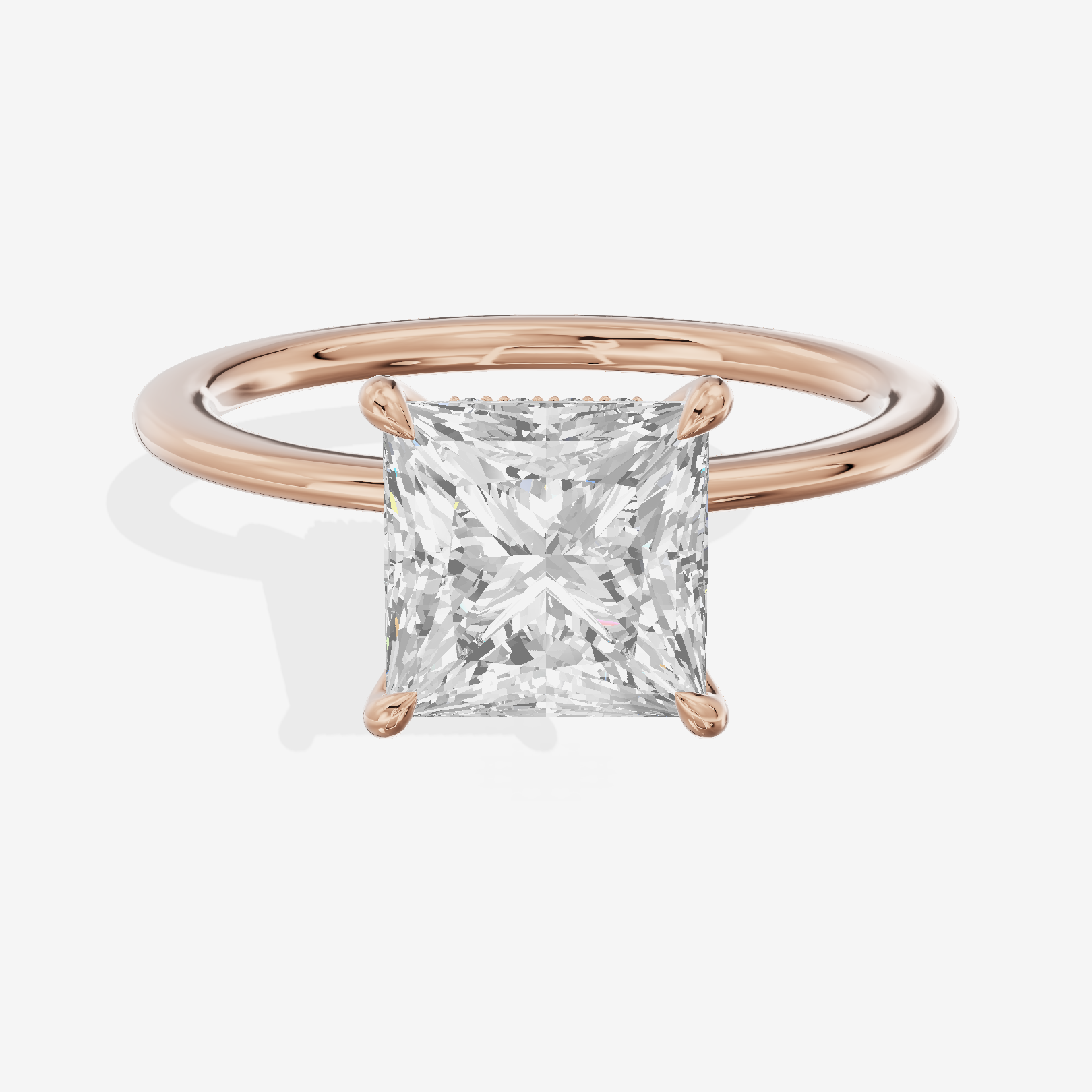 Adorae Halo Princess Engagement Ring (1/15 ct. tw.) in 18K Rose Gold