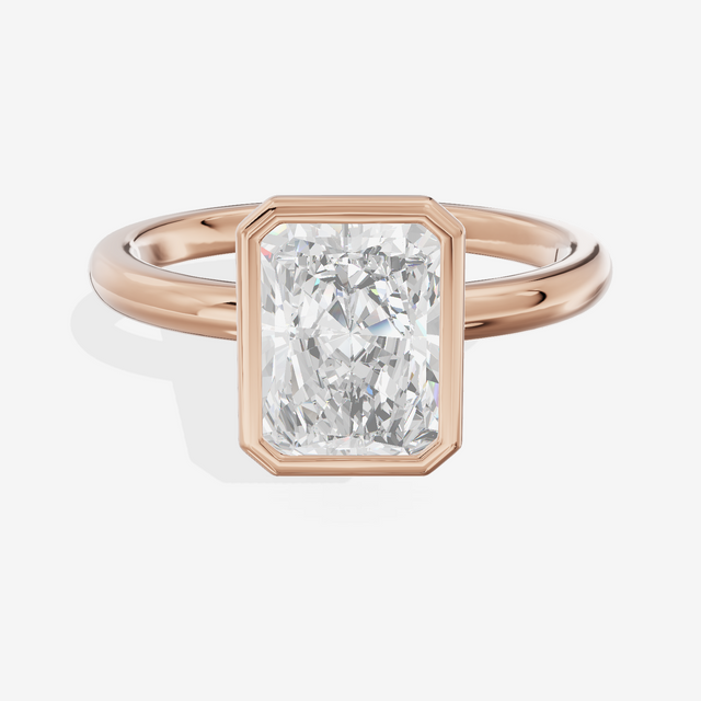Tensare Bezel 2mm Radiant Solitaire Engagement Ring in 14K Rose Gold