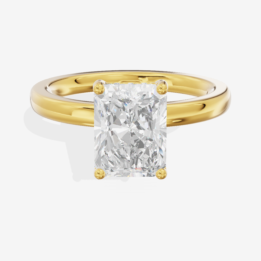 Reverya Radiant Hidden Halo Engagement Ring (1/15 ct. tw.) in 18K Yellow Gold