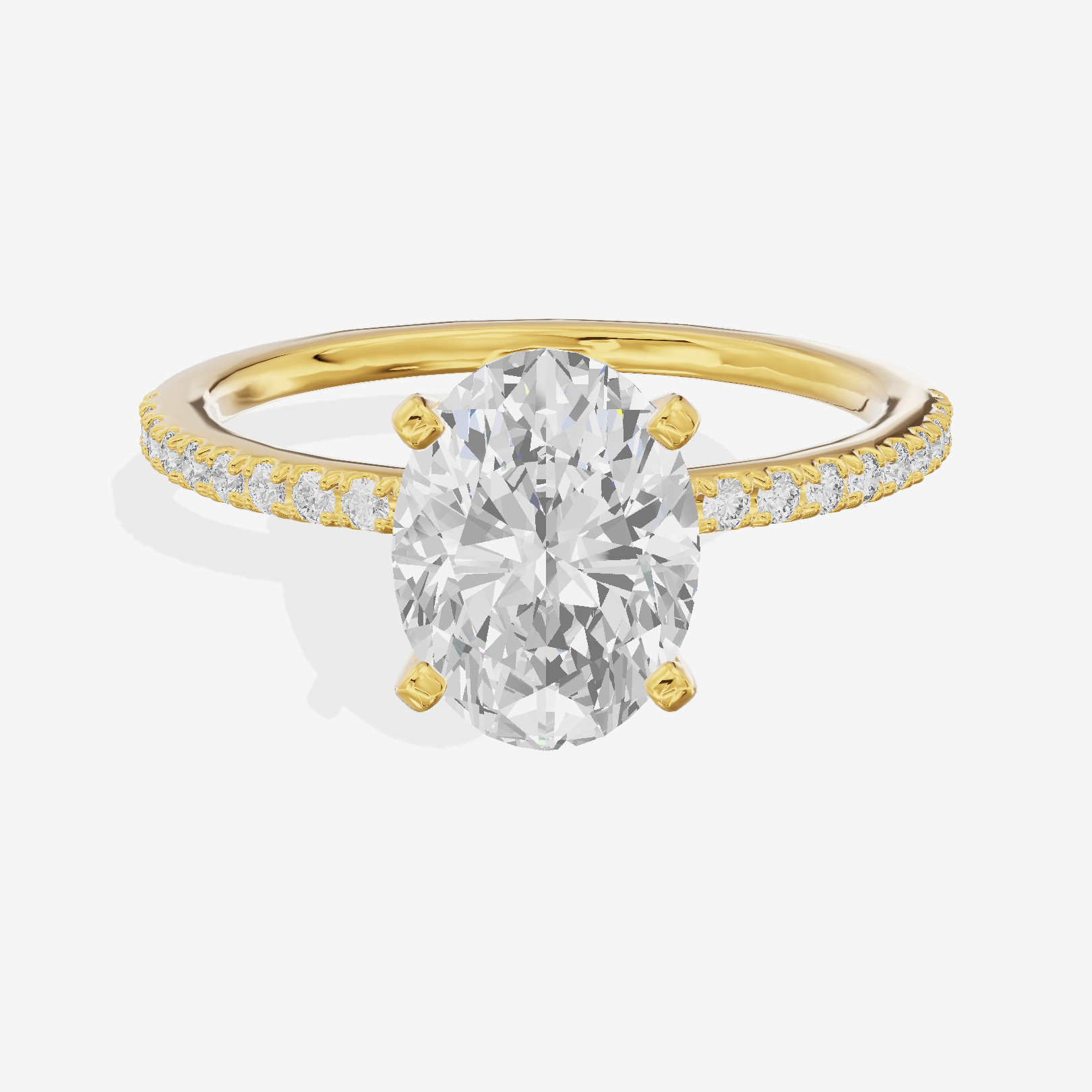 Grand Mayrelle Oval Engagement Ring with Side Stones (1/8 ct. tw.) in 18K Yellow Gold