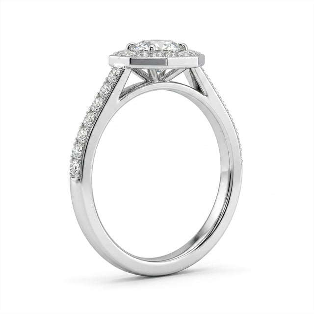 Halo Pavé Round Engagement Ring (2.09 ct. tw.) in 18K White Gold
