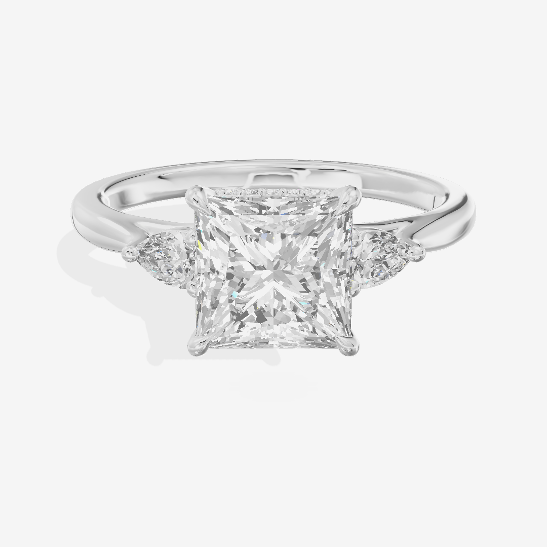 Aurea Three Stone Princess Engagement Ring (1/4 ct. tw.) in 14K White Gold