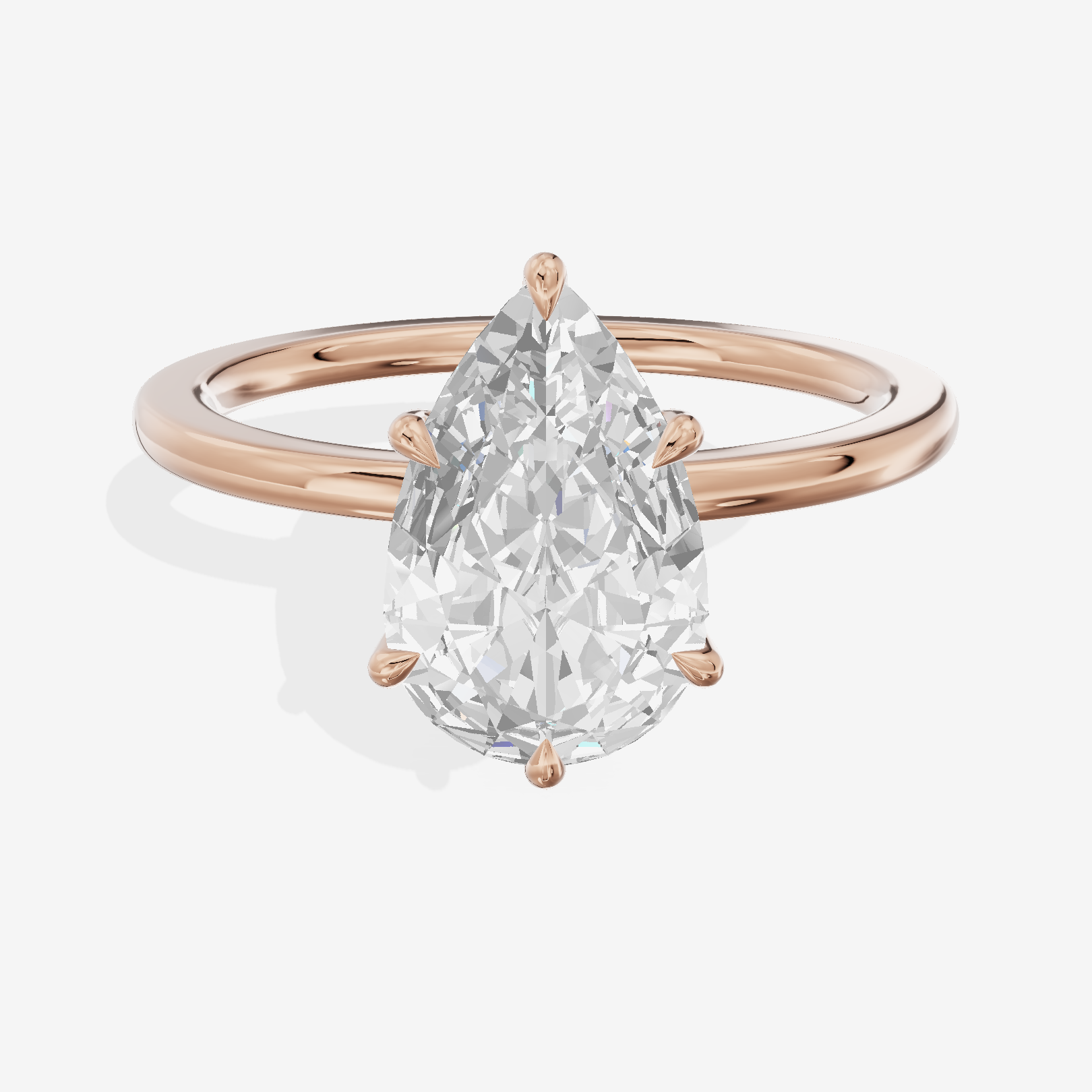 Charmae Ring 1.4mm Pear Solitaire Engagement Ring in 14K Rose Gold