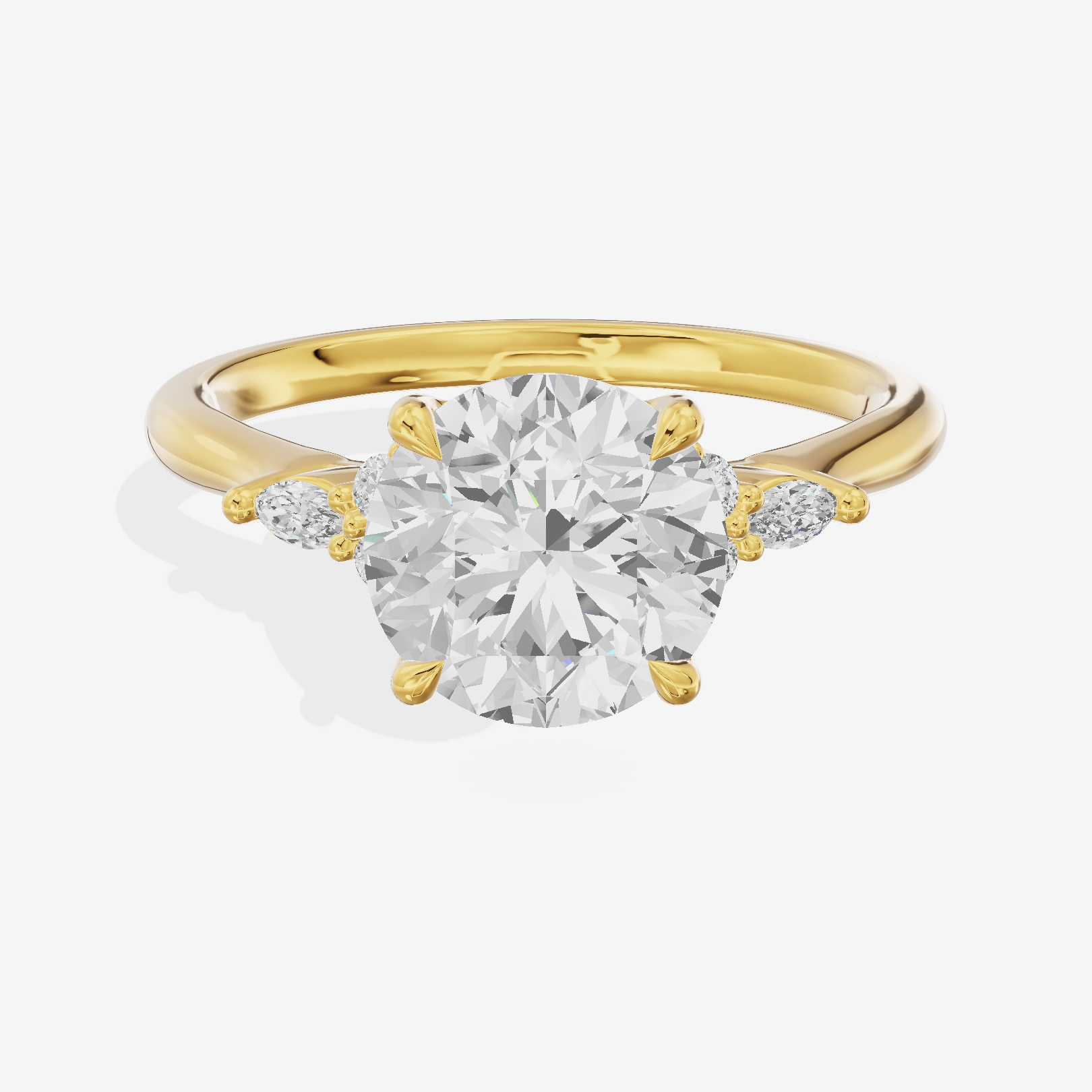 Grand Whisper Round Engagement Ring with Side Stones (1/6 ct. tw.) in 18K Yellow Gold