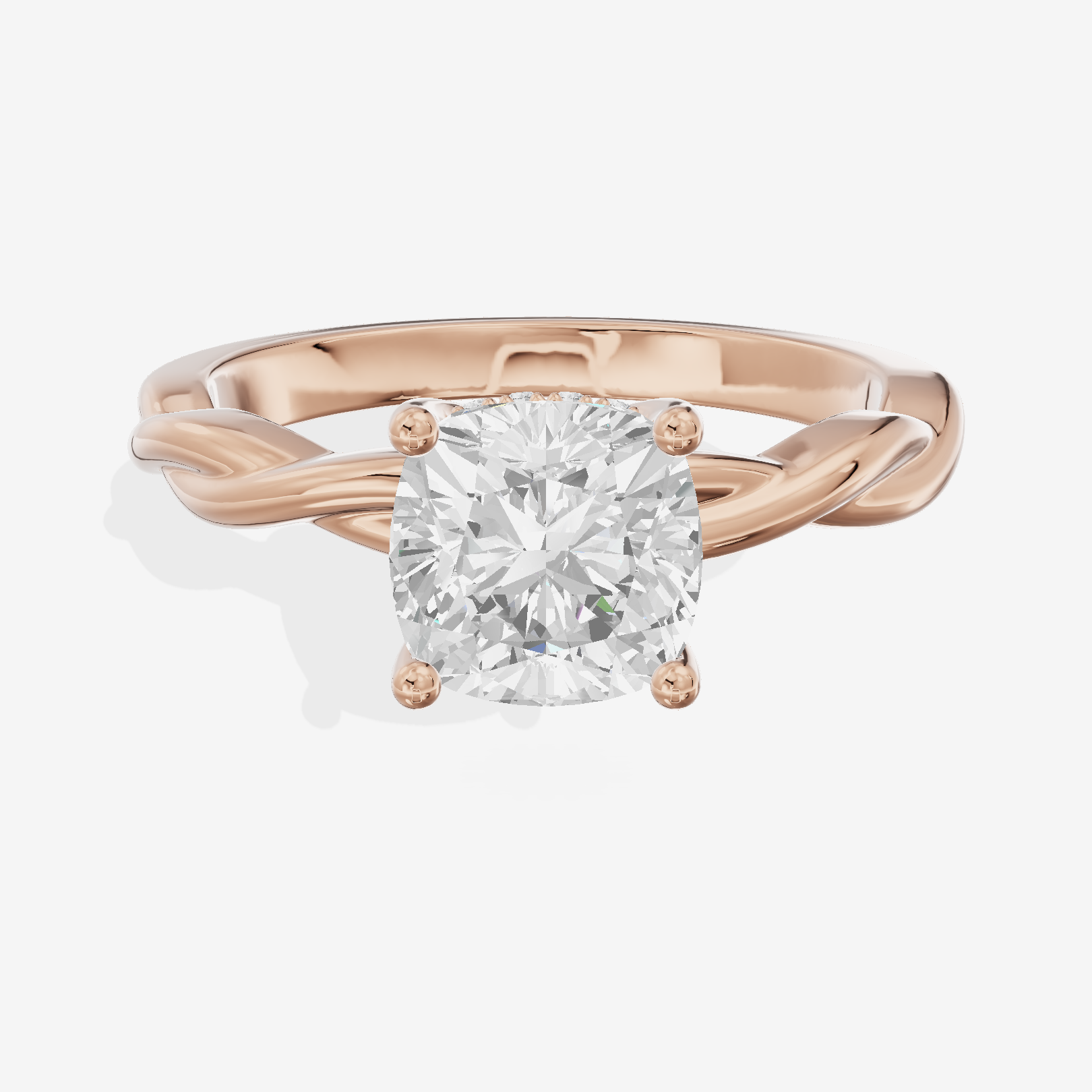 Twine Hidden Halo Cushion Engagement Ring (1/20 ct. tw.) in 14K Rose Gold