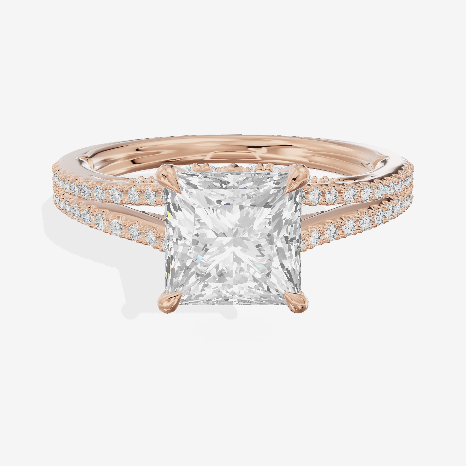 Aimora Cathedral 2mm Princess Solitaire Engagement Ring (1/3 ct. tw.) in 14K Rose Gold