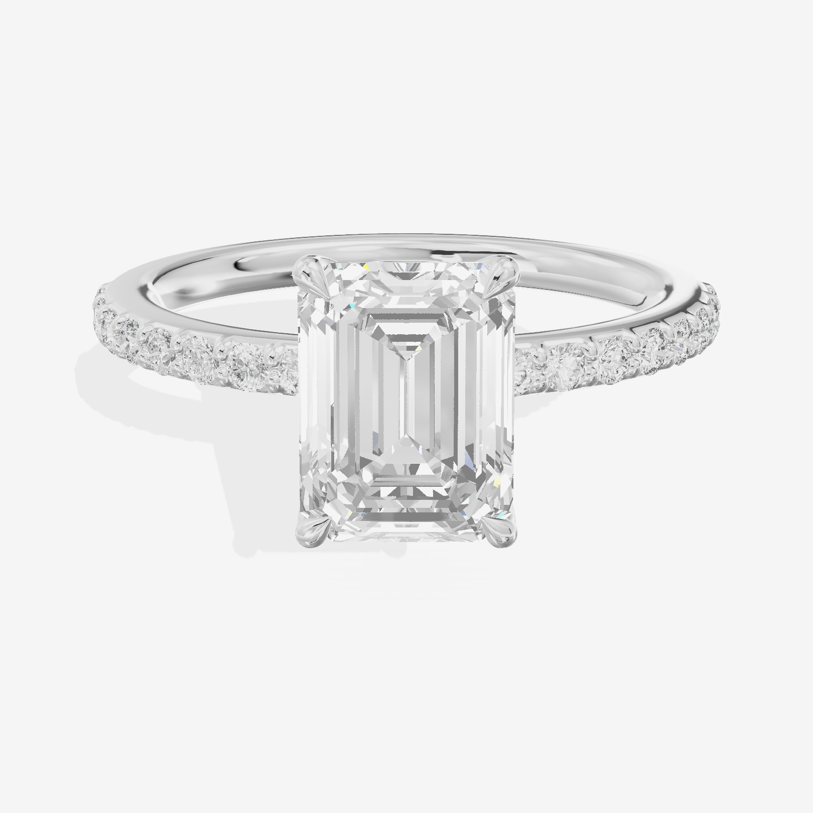 Luxe Whisper Emerald Engagement Ring with Side Stones (1/4 ct. tw.) in 18K White Gold