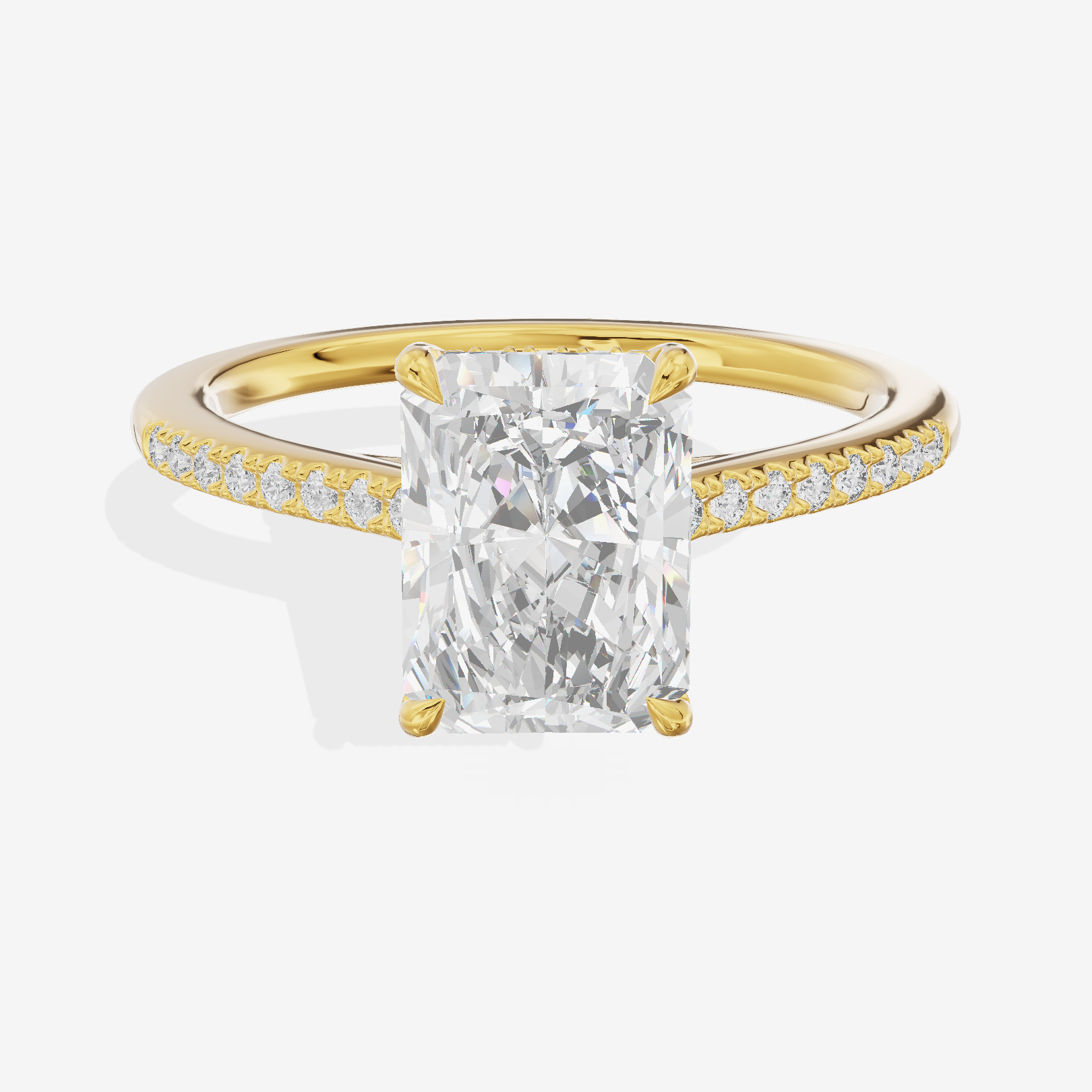 Twine Radiant Engagement Ring with Side Stones (7/8 ct. tw.) in 14K Yellow Gold