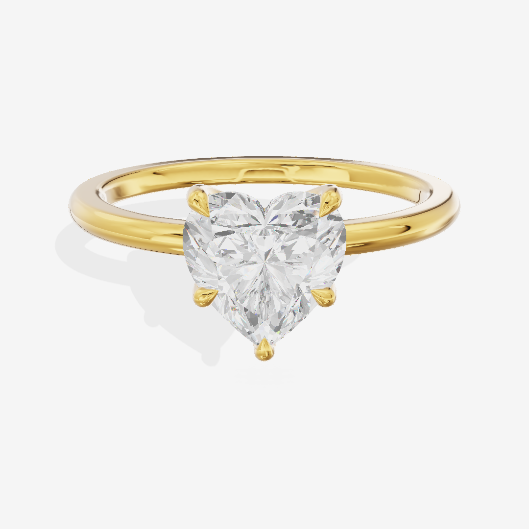 Sincere Cathedral 1.5mm Heart Six-Prong Engagement Ring in 18K Yellow Gold