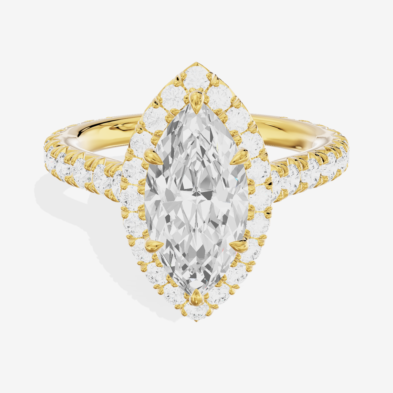 Triade Halo Marquise Engagement Ring (1/15 ct. tw.) in 14K Yellow Gold