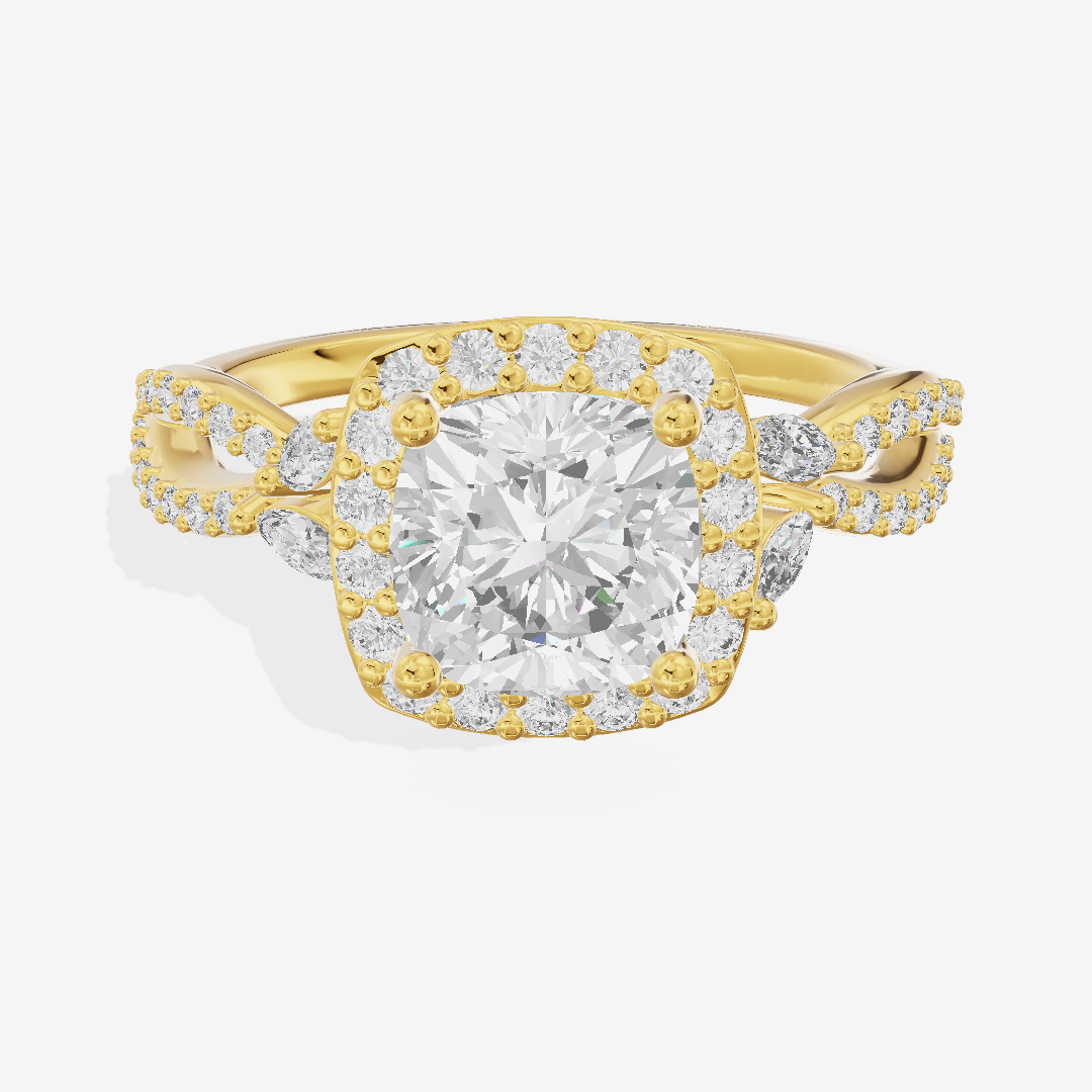 Luxe Reverya Cushion Hidden Halo Engagement Ring (2/5 ct. tw.) in 14K Yellow Gold