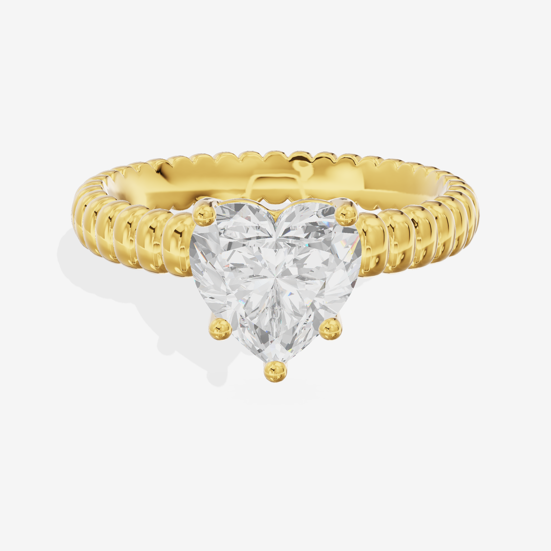 Lustrous Aimora 3mm Heart Solitaire Engagement Ring in 18K Yellow Gold
