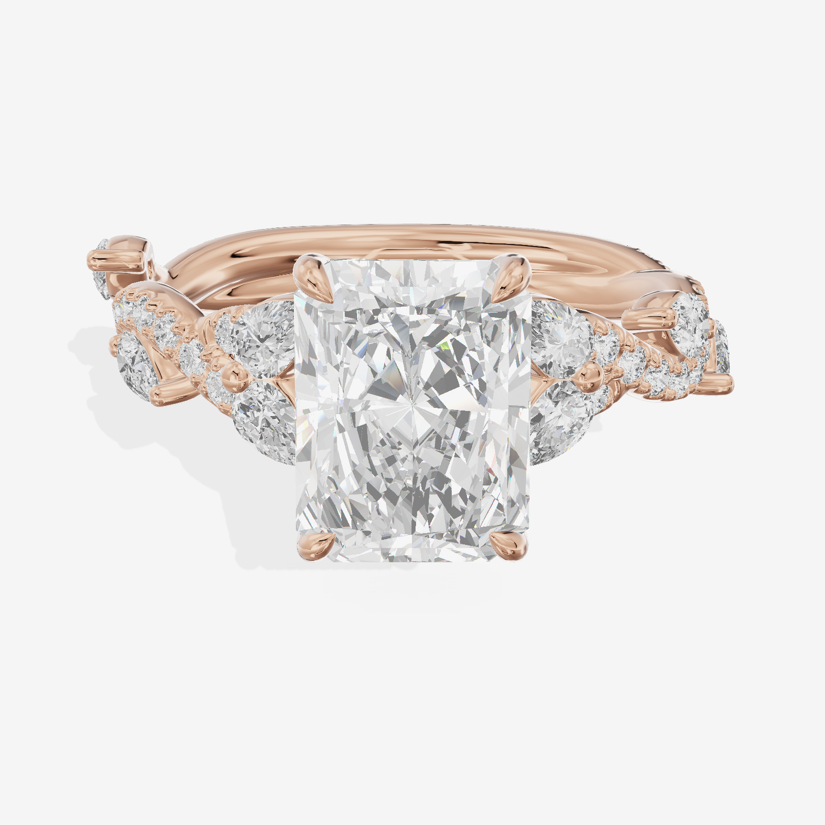 Vintage Heartline Radiant Engagement Ring (2/3 ct. tw.) in 18K Rose Gold