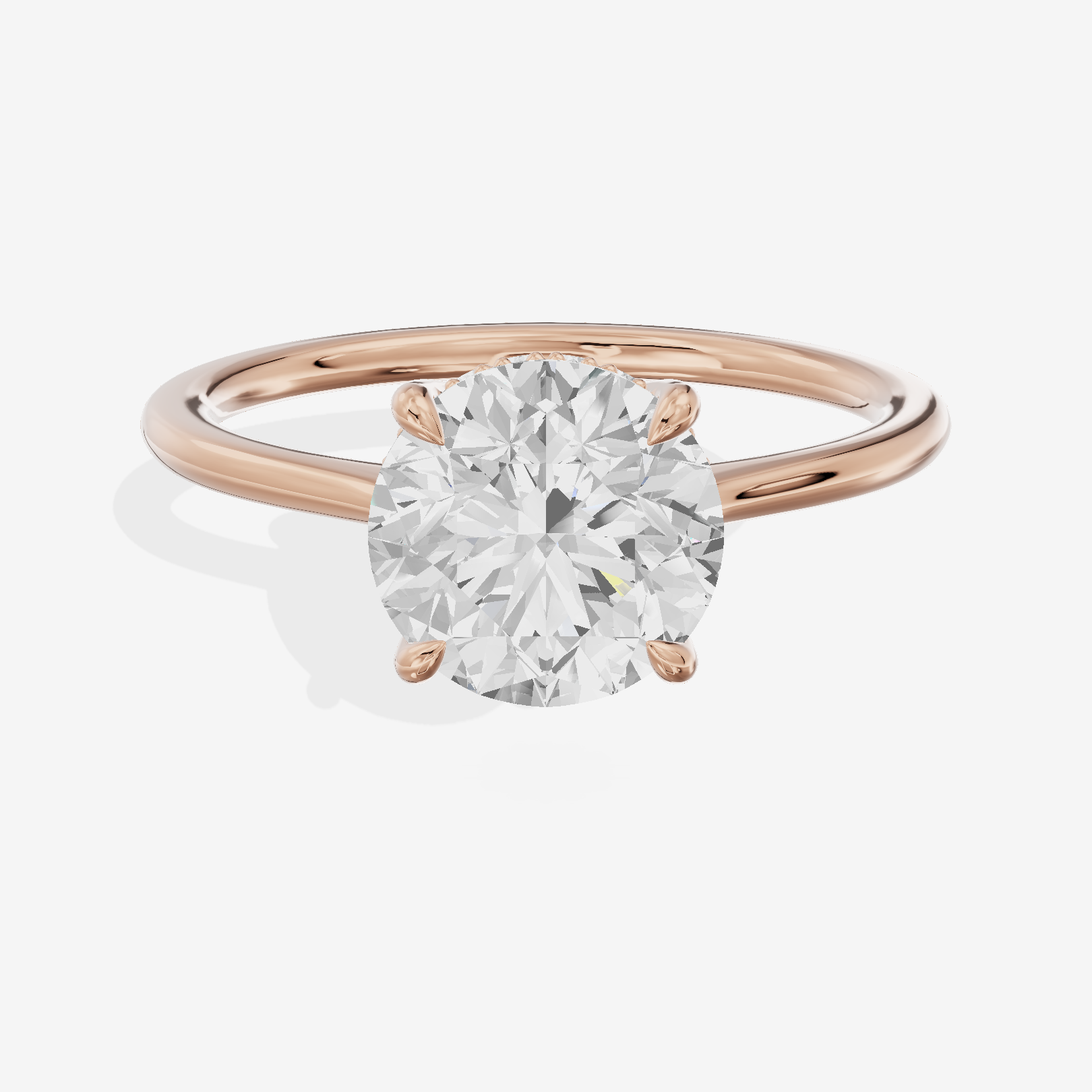 Promezza Hidden Halo Round Engagement Ring (1/20 ct. tw.) in 18K Rose Gold