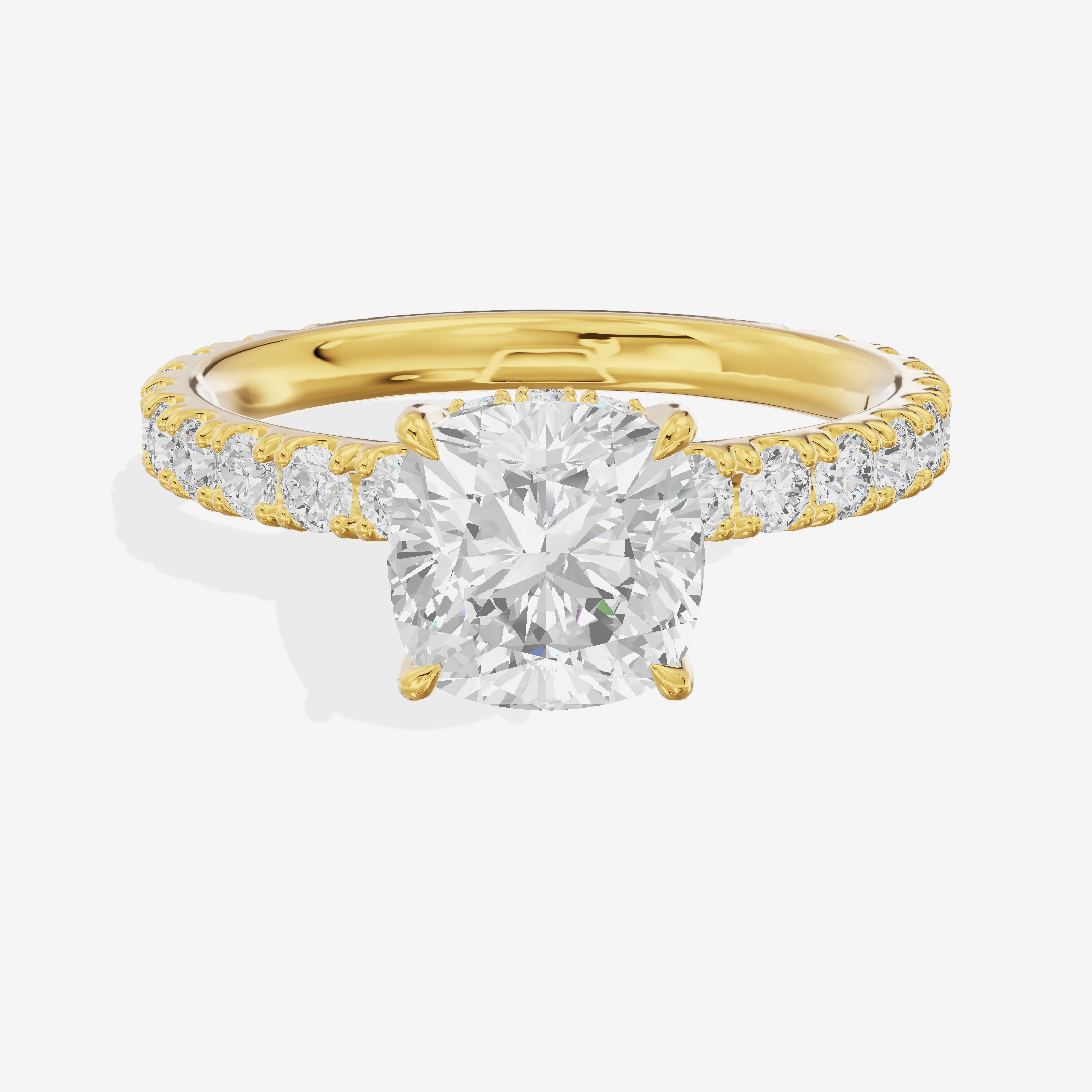 Grand Coeurine Cushion Engagement Ring with Side Stones (3/5 ct. tw.) in 14K Yellow Gold