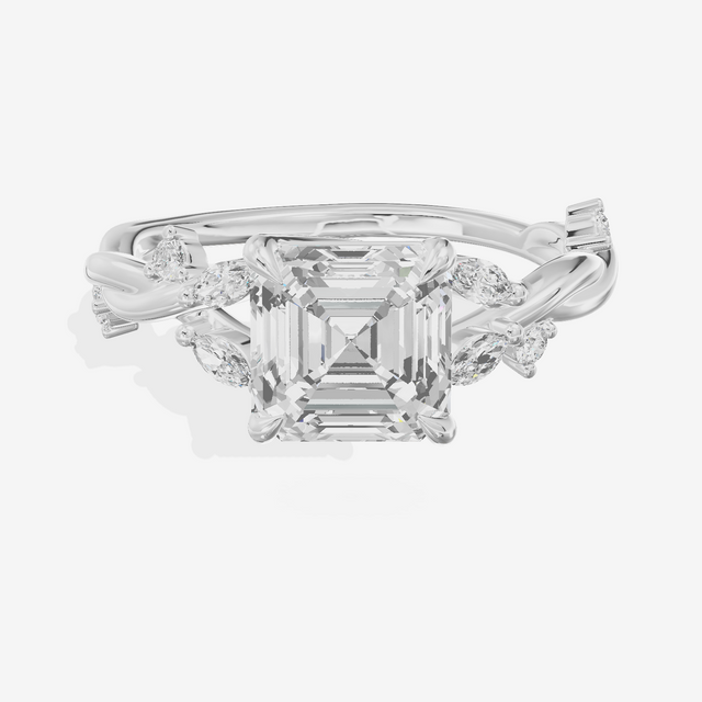 Twined Vowsae Asscher Twisted Engagement Ring (1/6 ct. tw.) in Platinum