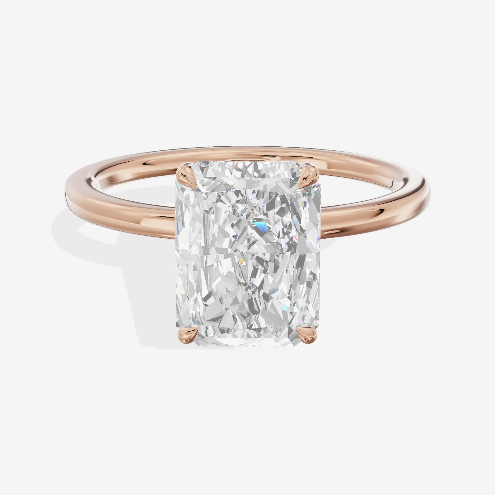 Tender Aimora Radiant Engagement Ring with Hidden Halos (1/20 ct. tw.) in 18K Rose Gold