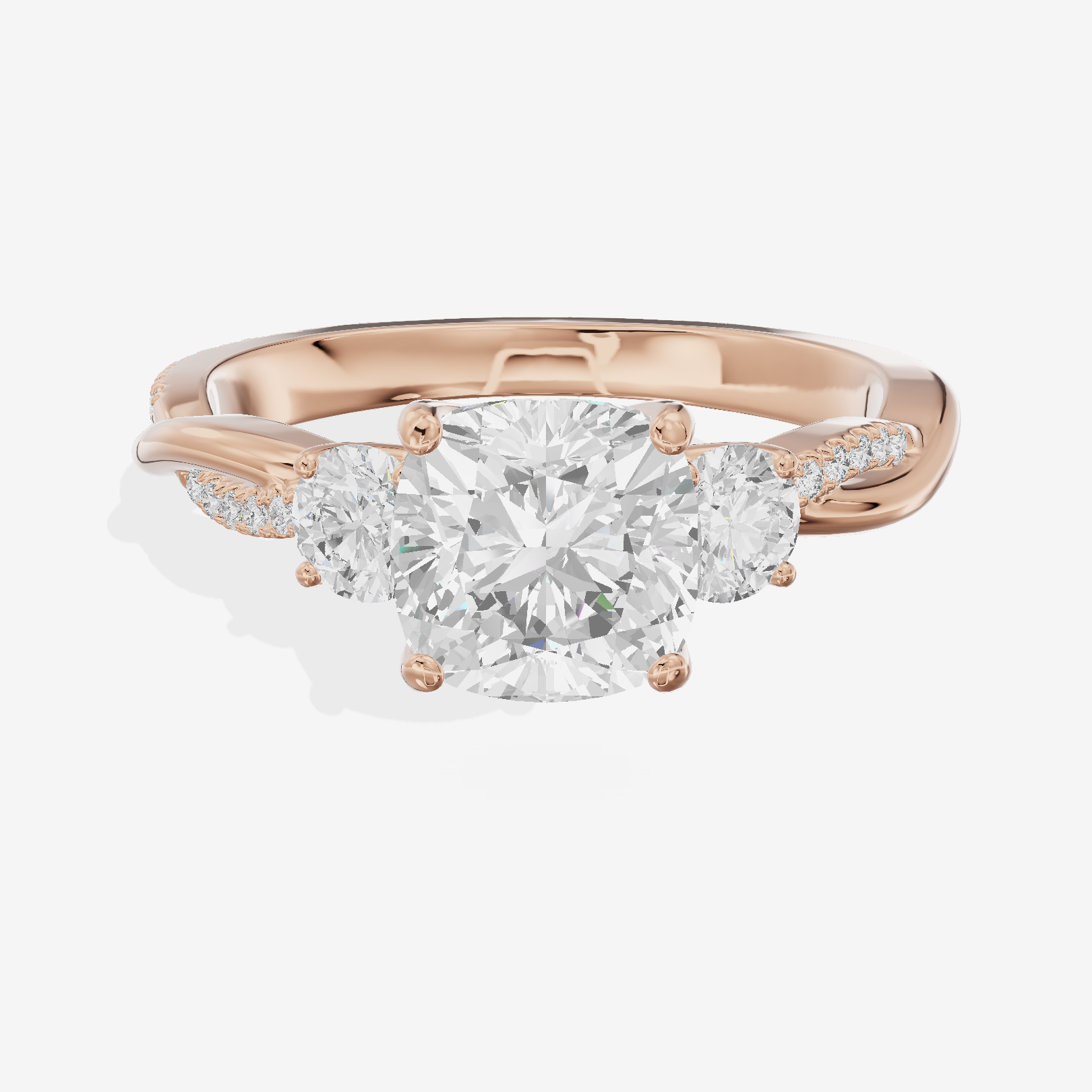 Luxe Selenia Three Stone Cushion Engagement Ring (1 ct. tw.) in 18K Rose Gold