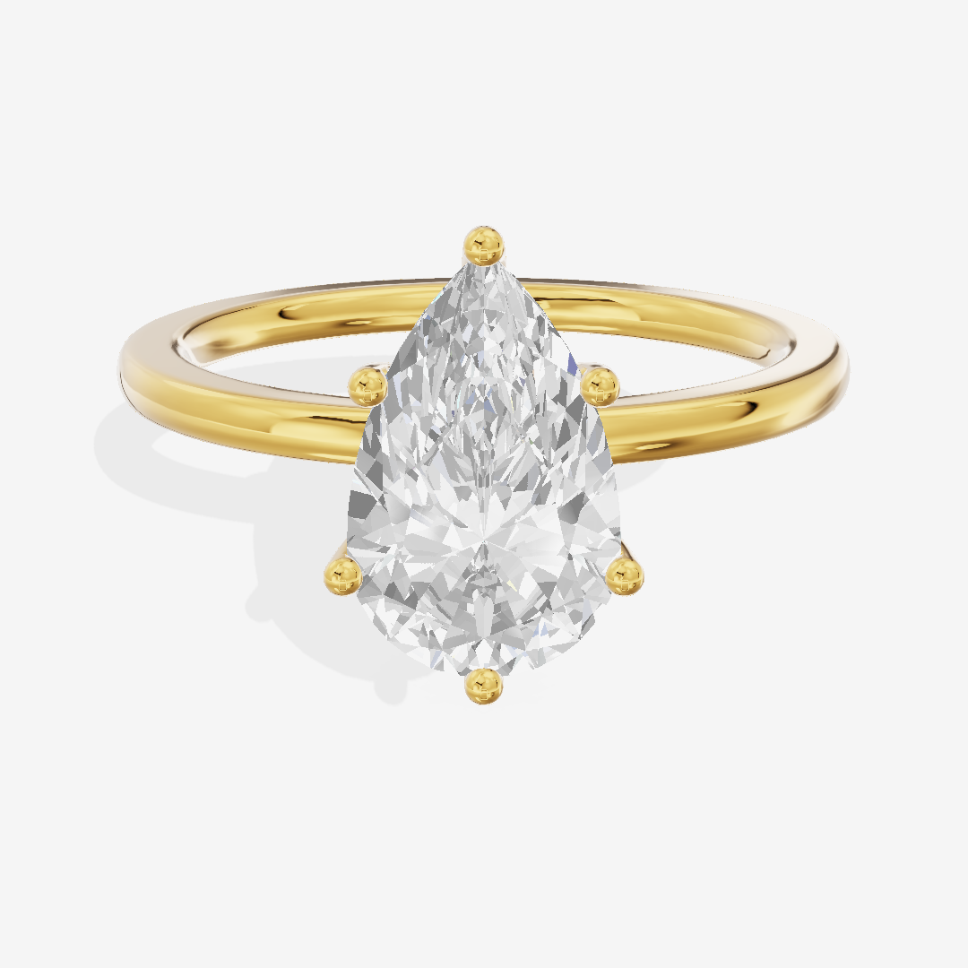 Vowsae Hidden Halo Pear Engagement Ring (1/20 ct. tw.) in 14K Yellow Gold
