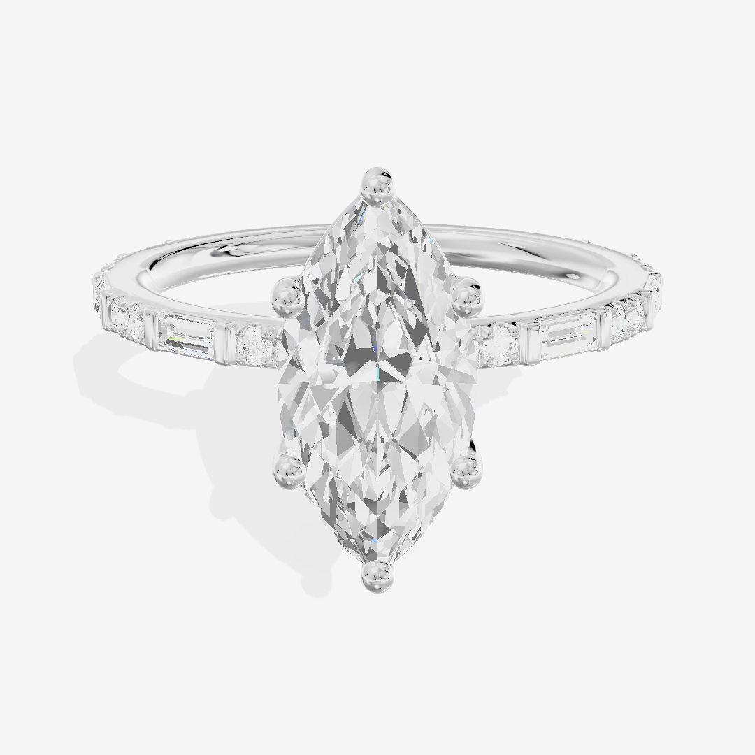 Twine Cathedral 1.8mm Marquise Solitaire Engagement Ring (1/2 ct. tw.) in 14K White Gold