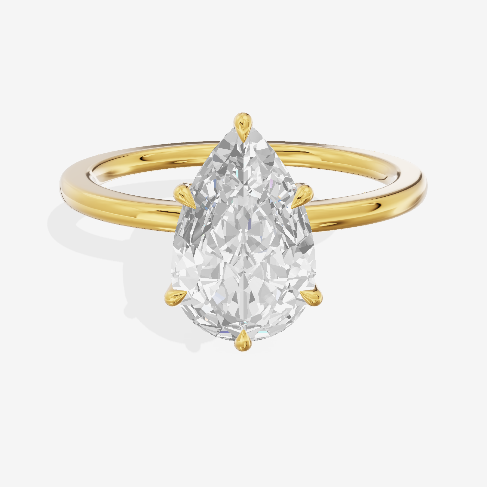 Charmae Ring 1.4mm Pear Solitaire Engagement Ring in 14K Yellow Gold