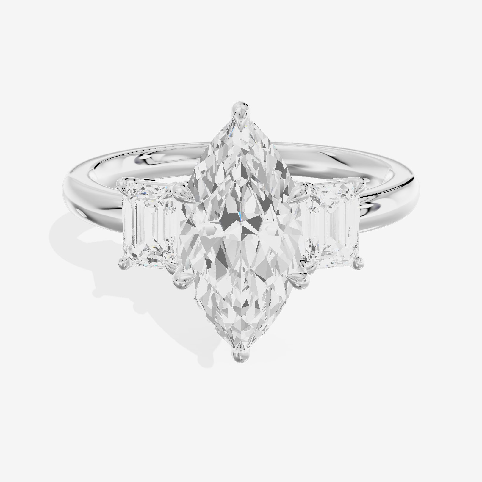 Petite Coeurine Three Stone Marquise Engagement Ring (1/5 ct. tw.) in 18K White Gold