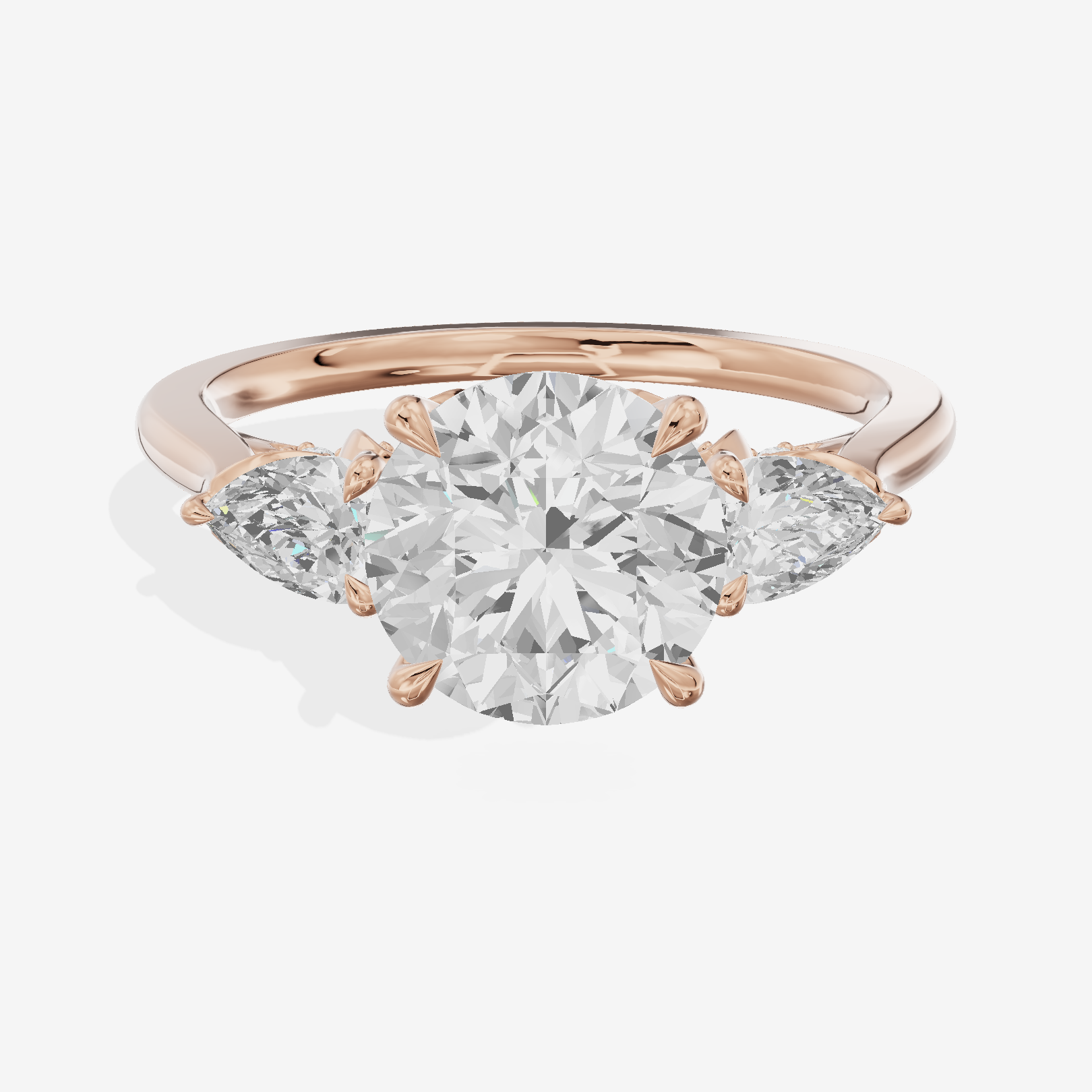 Modern Sincere Three Stone Round Engagement Ring (1/2 ct. tw.) in 14K Rose Gold
