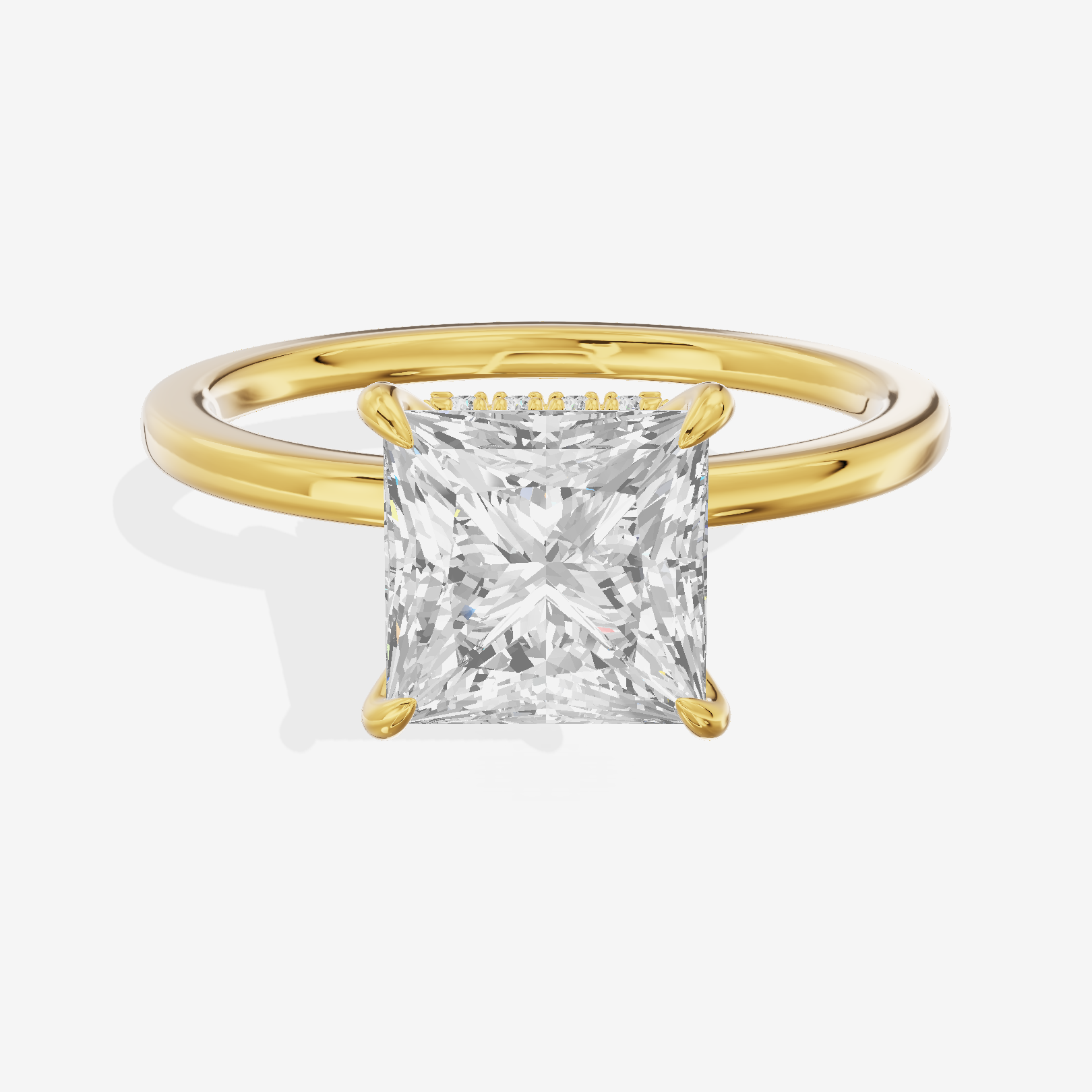 Sincere Halo Princess Engagement Ring (1/15 ct. tw.) in 18K Yellow Gold